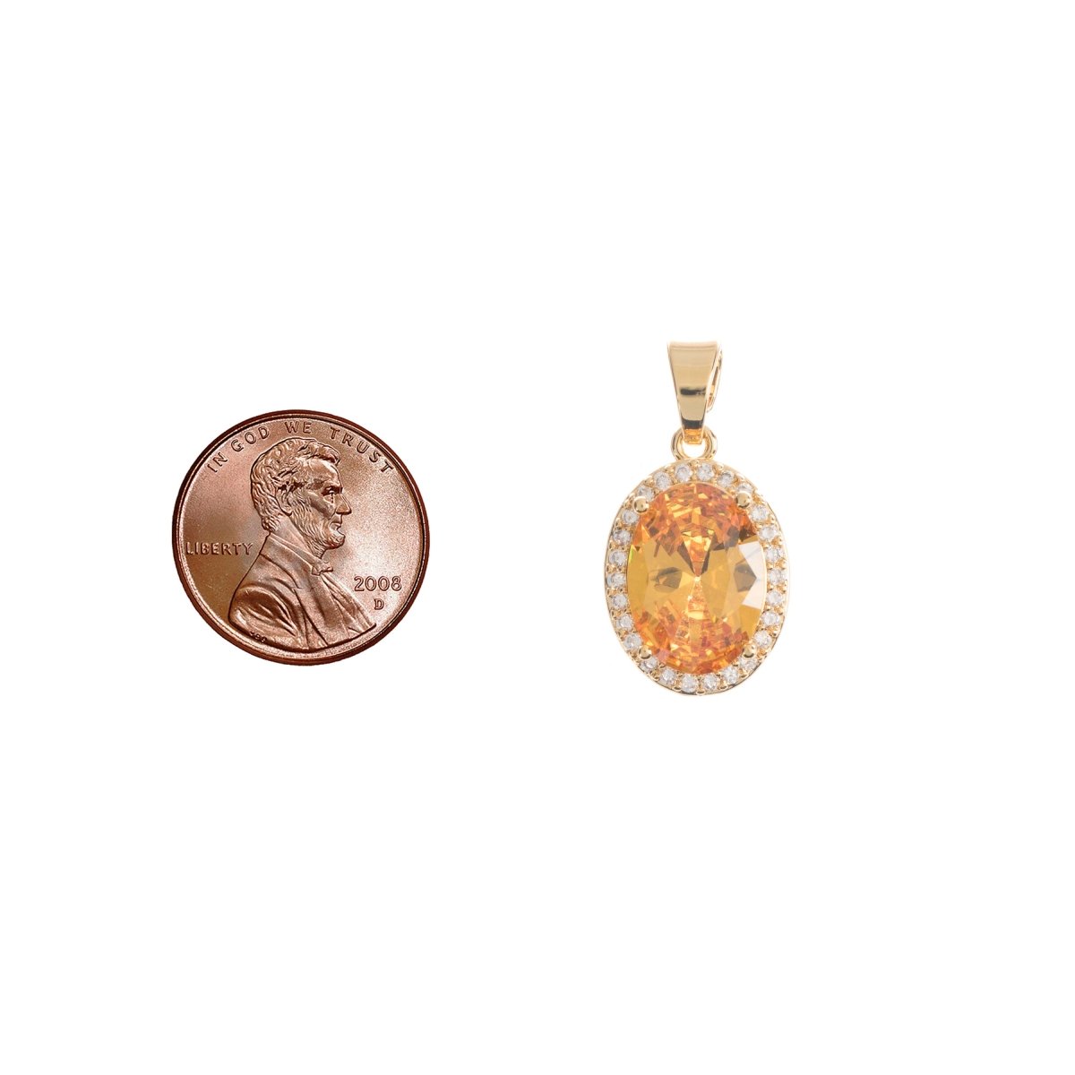 24K Gold Filled Fiery Orange, Sunburst, Pink Red Green Oval Charm Cubic Zirconia Bails for Earring Necklace Pendant Jewelry Making Supplies H-764 - H-770