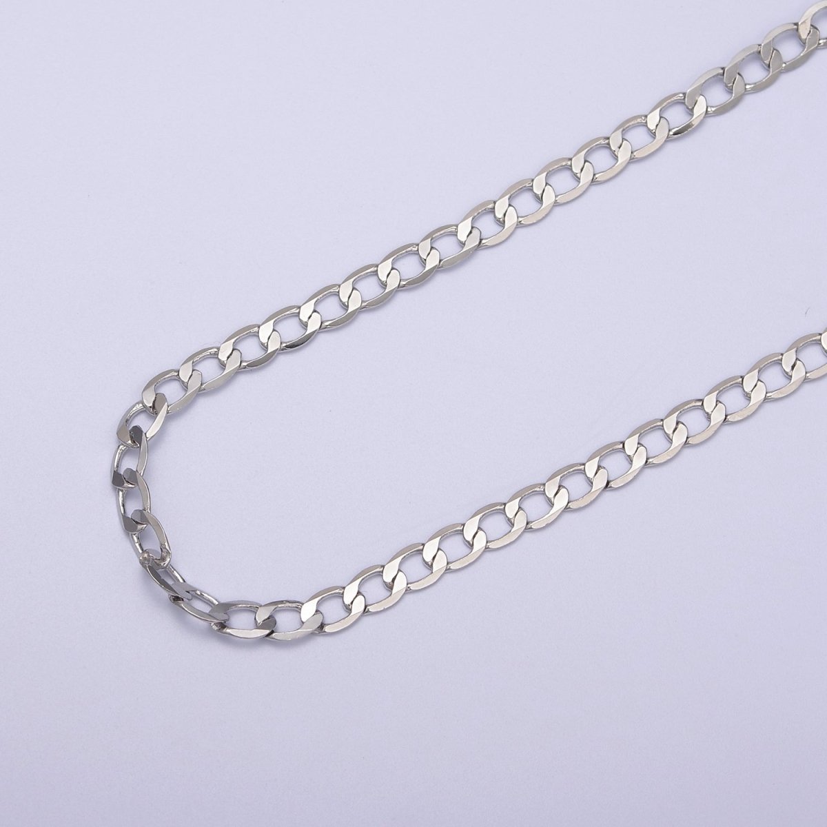 24K Gold Filled Figaro Curb Chain, 4.5mm Width Flat Figaro Unfinished Chain in Silver & Gold For Jewelry Making | ROLL-672, ROLL-673 Clearance Pricing