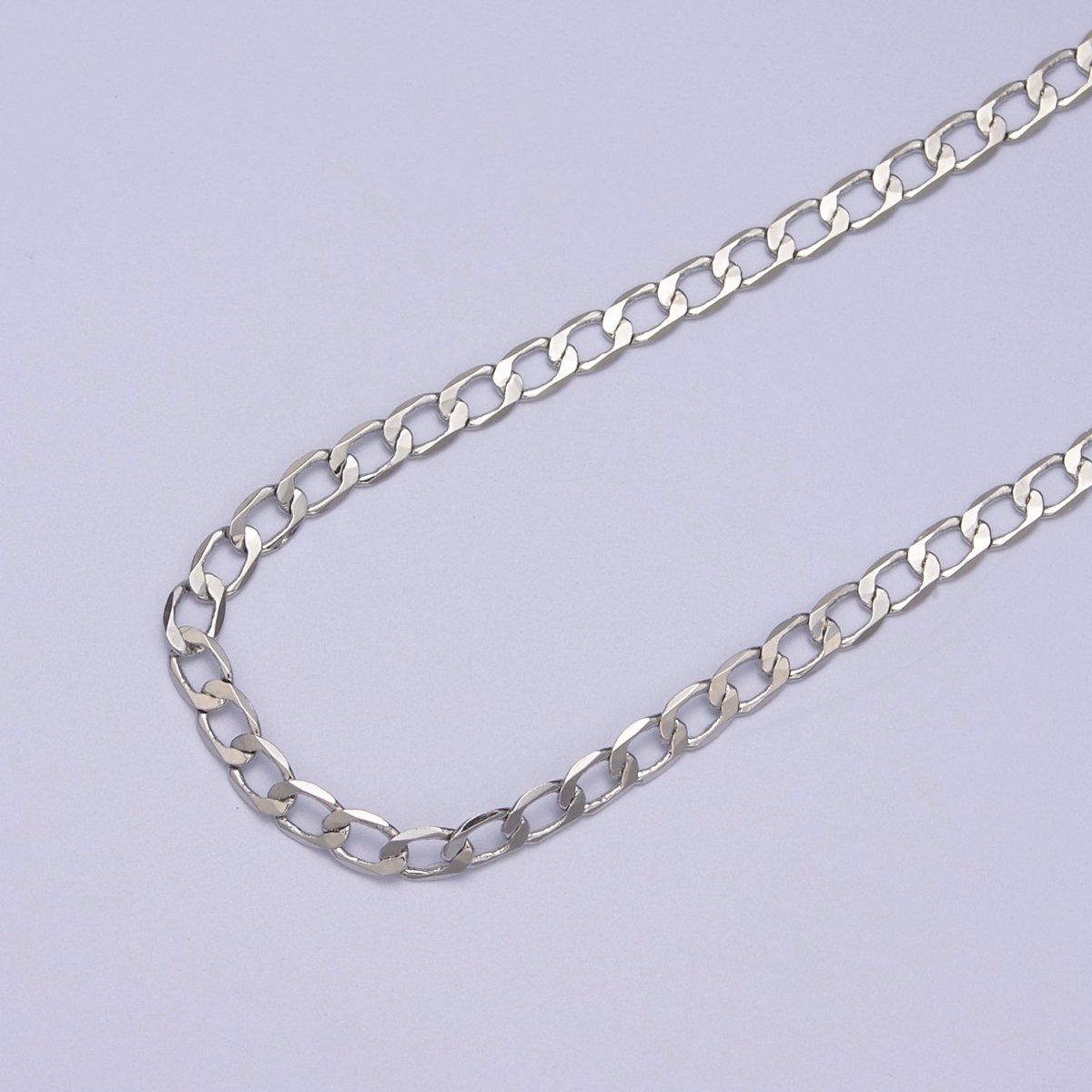 24K Gold Filled Figaro Curb Chain, 4mm Flat Curb Unfinished Chain in Gold & Silver For Jewelry Making | ROLL-666, ROLL-667 Clearance Pricing