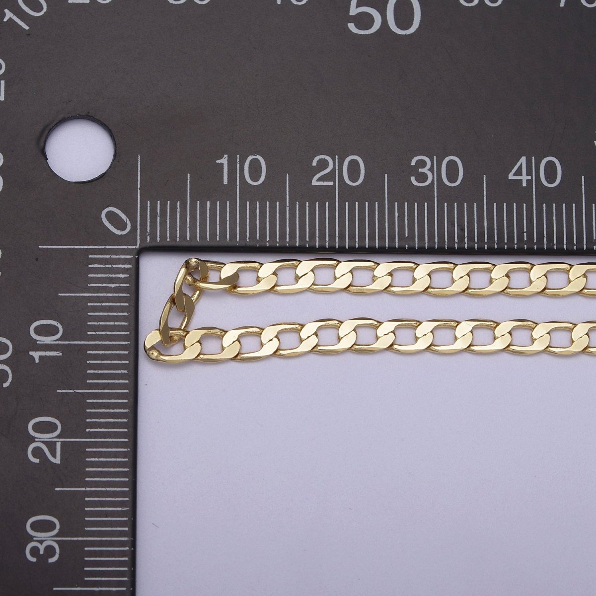 24K Gold Filled Figaro Curb Chain, Flat 3.5mm Width Figaro Unfinished Chain For Jewelry Making Supply Component | ROLL-688, ROLL-689 Clearance Pricing
