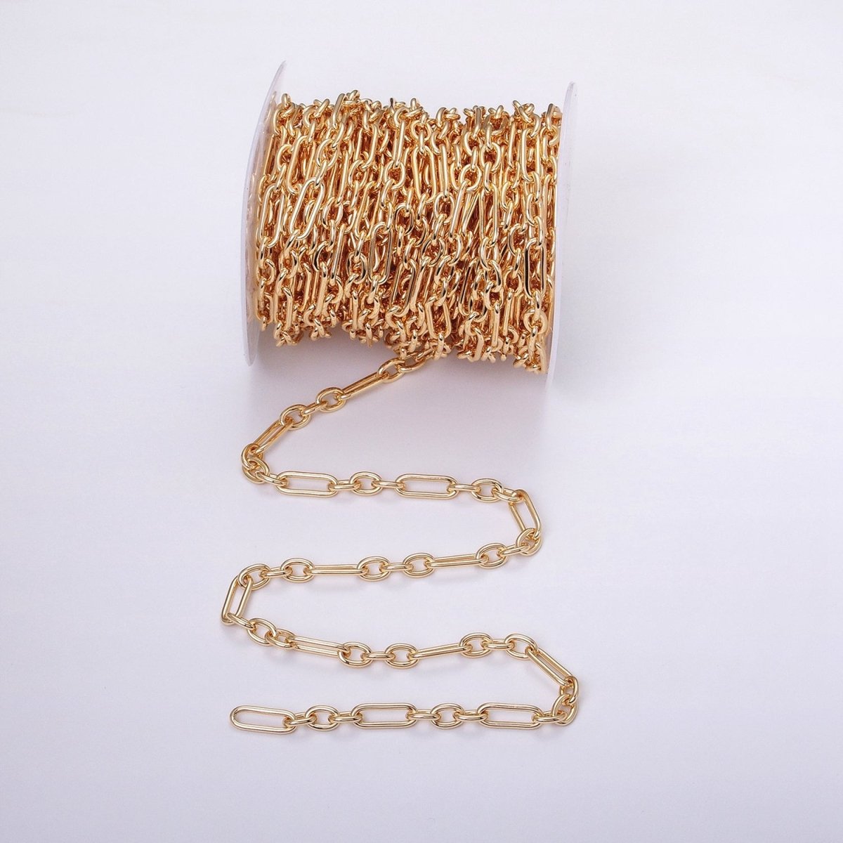 24K Gold Filled Figaro Long and Short Fancy Chain Bulk Gold, Silver Unfinished Chain | ROLL-1263 ROLL-1264 Clearance Pricing