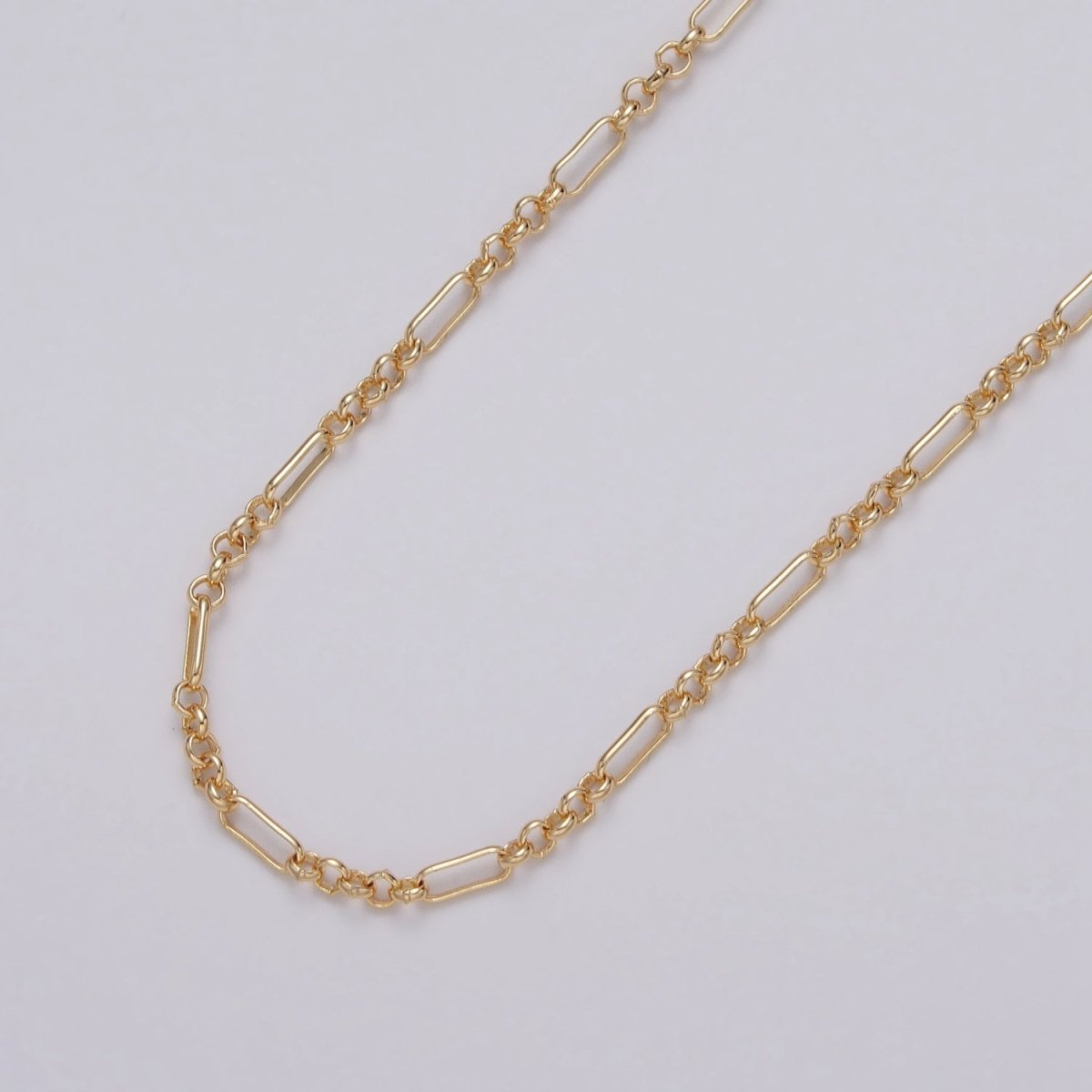 24k Gold Filled Figaro Long and Short Fancy Chain Triple, Double Rolo Link Unfinished Chain in Gold & Silver | ROLL-1061, ROLL-1062, ROLL-1085, ROLL-1084 Clearance Pricing