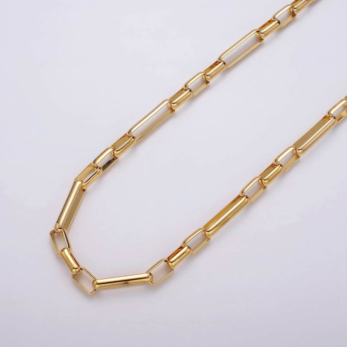 24k Gold Filled Figaro Long and Short Fancy Unfinished Yard Chain in Gold & Silver | ROLL-1322 Clearance Pricing