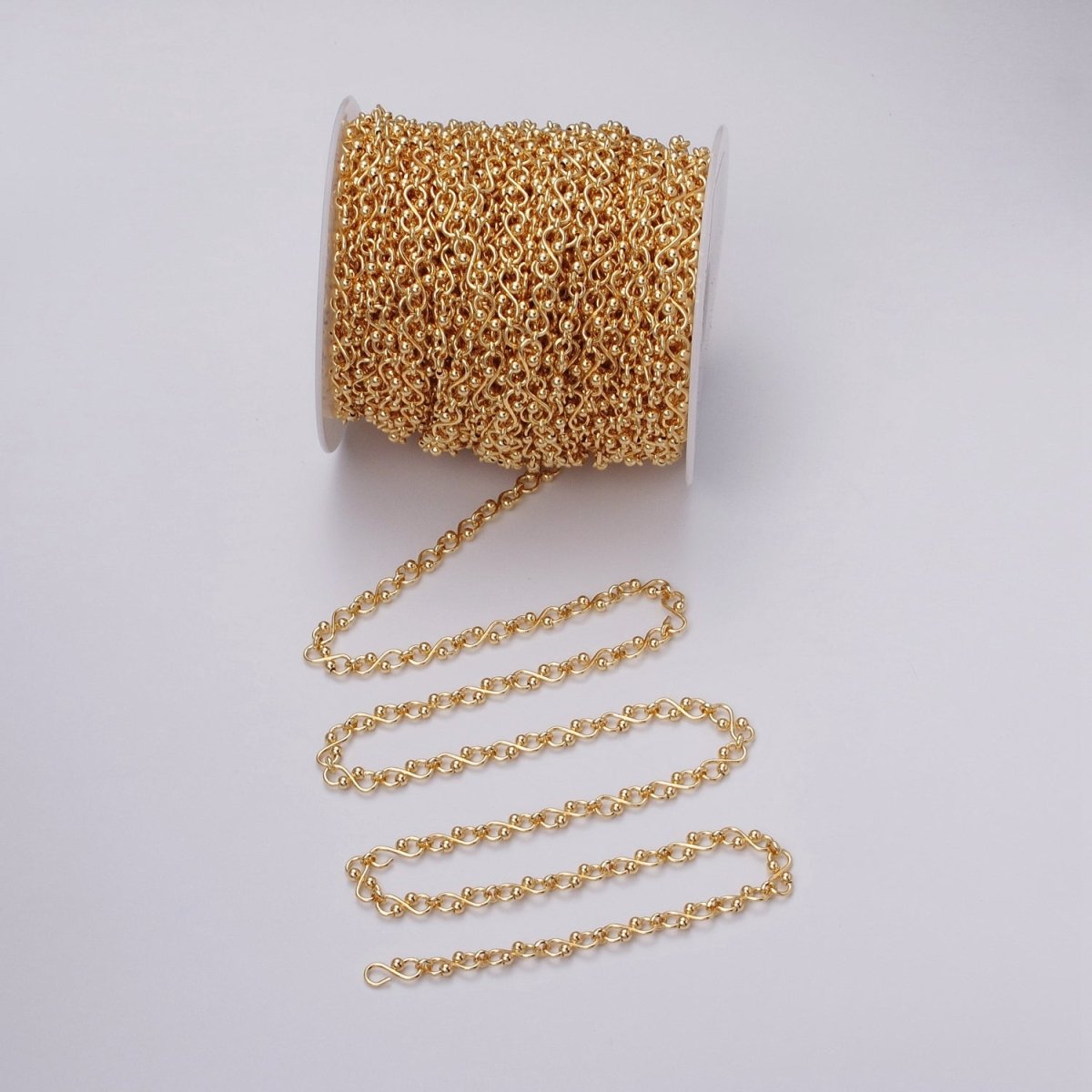 24K Gold Filled Figure Eight Chain by Yard Unfinished Chain For Necklace Bracelet Jewelry Making | ROLL-1132 Clearance Pricing - DLUXCA