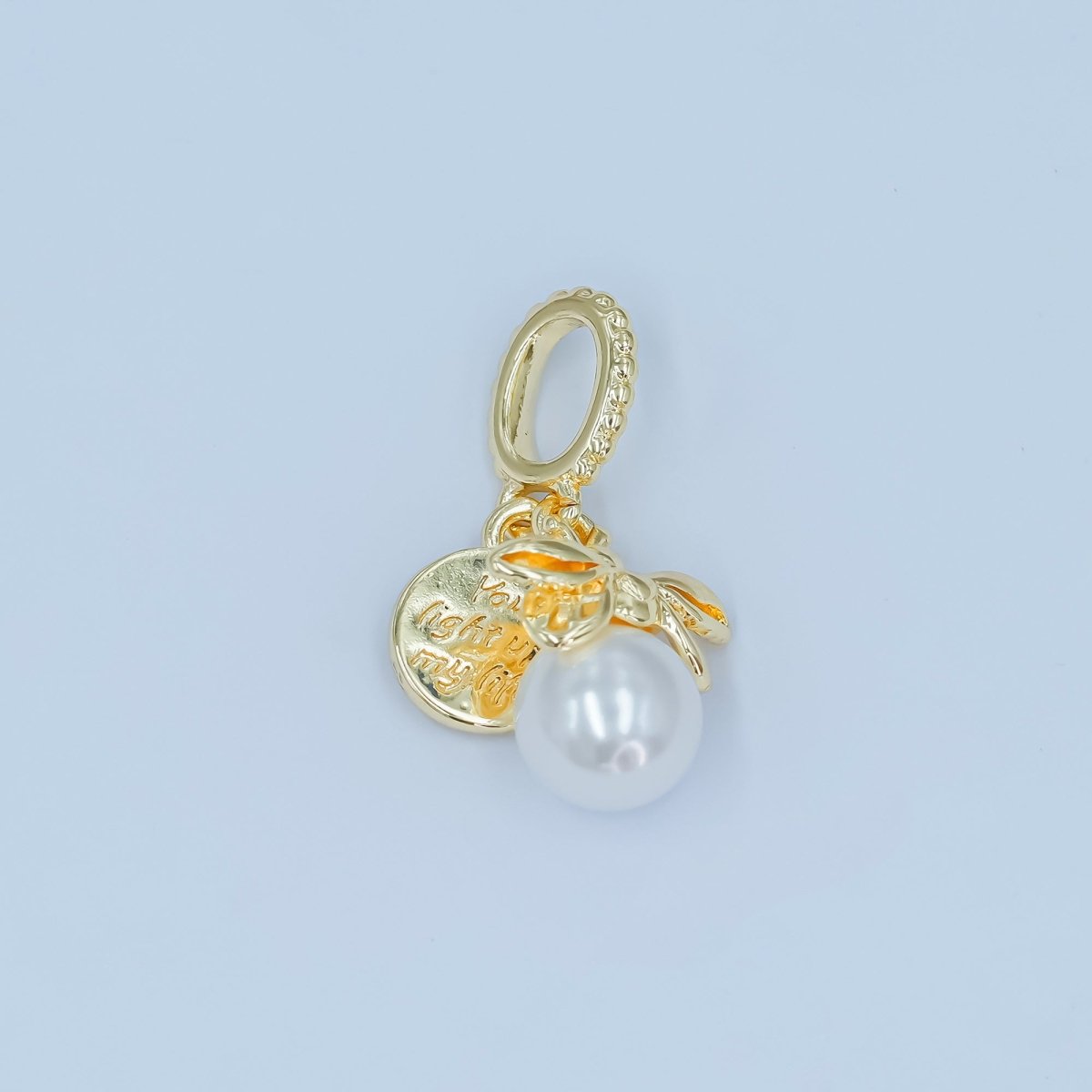 24K Gold Filled Firefly "You Light Up My Life" Script Rhondelle Bail Drop Pendant | AA1501 - DLUXCA