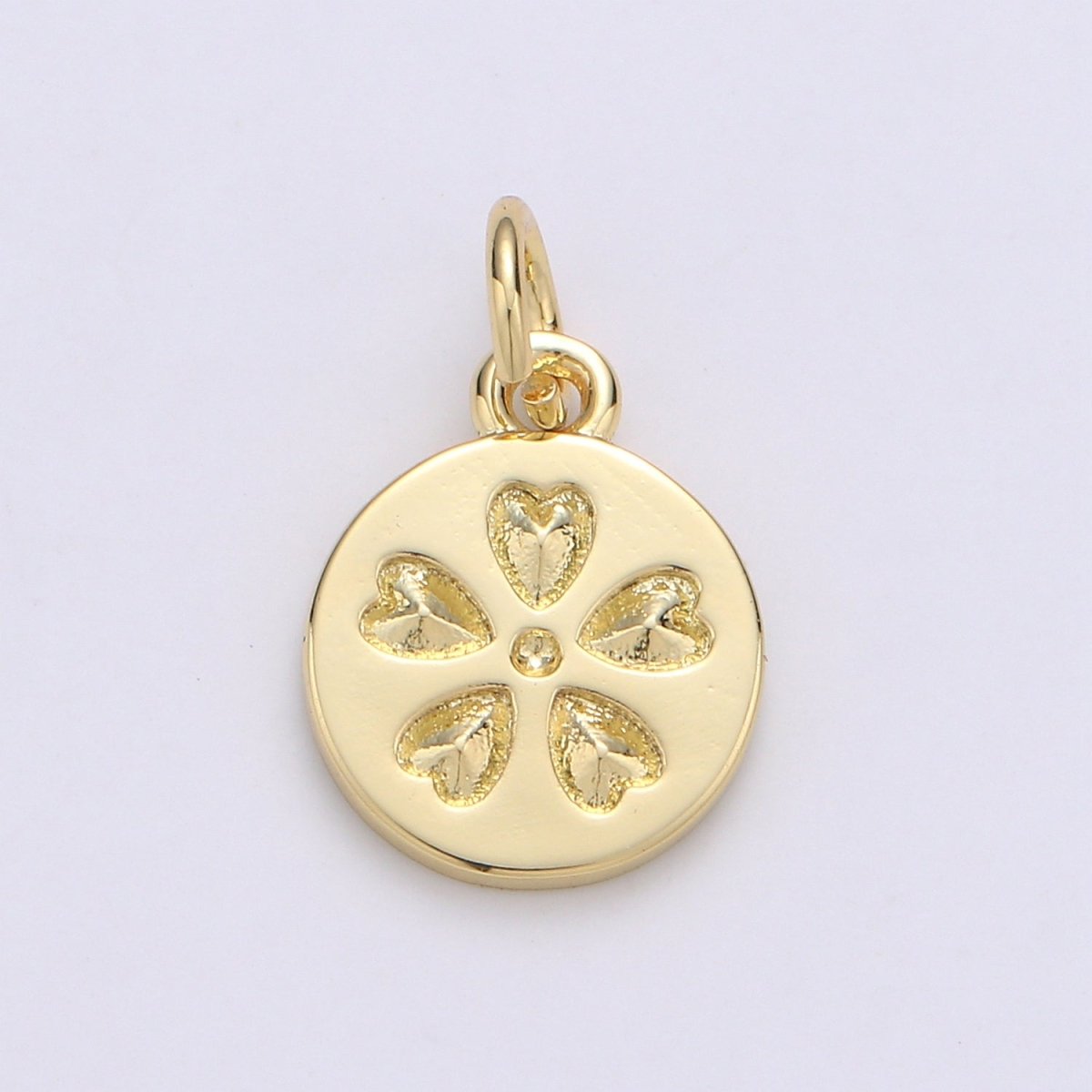 24K Gold Filled Five Leaf Clover Coin Charm D-918 - DLUXCA