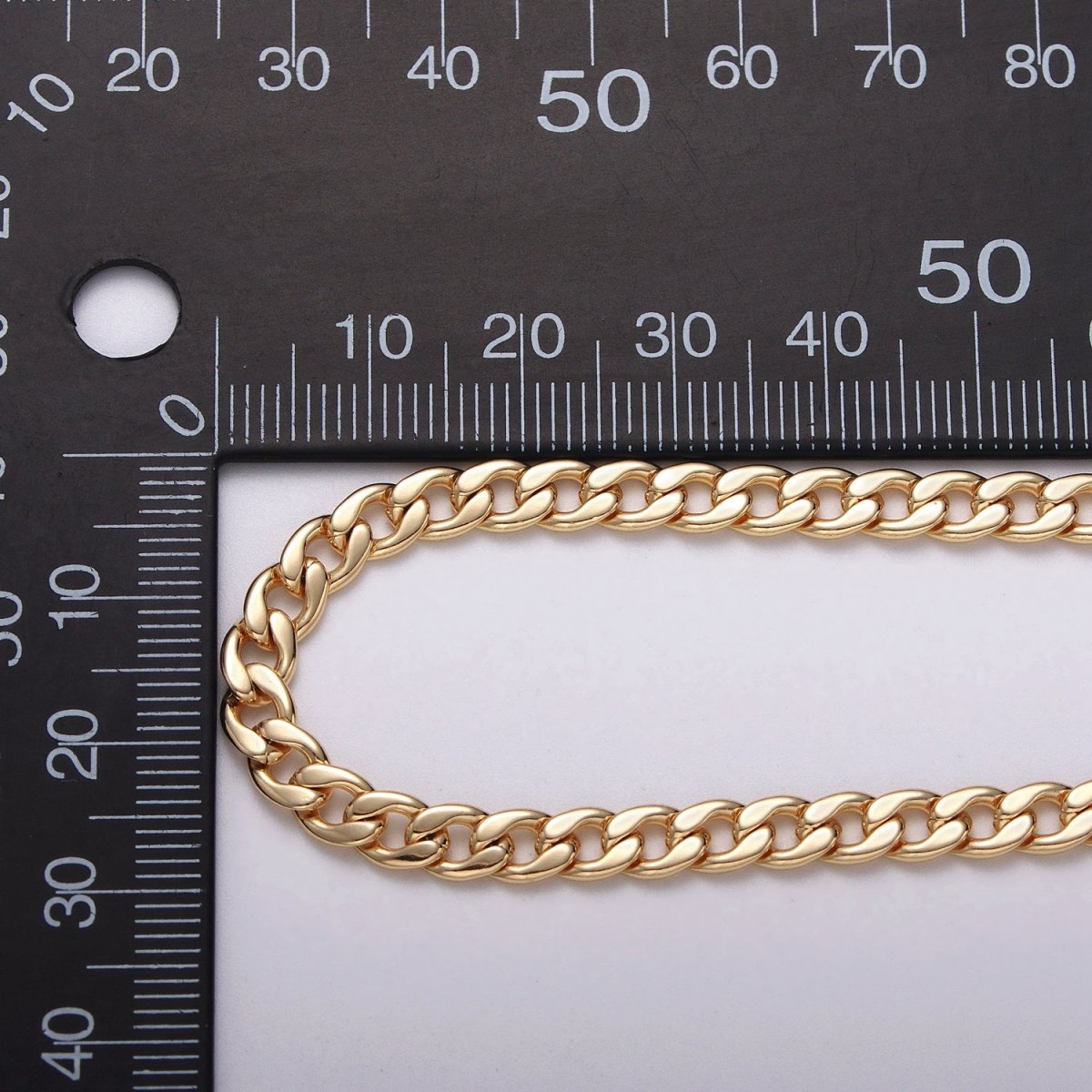 24k Gold Filled Flat Concave Curb 5mm Width Unfinished Chain by Yard in Gold & Silver | ROLL-1058, ROLL-1104 Clearance Pricing