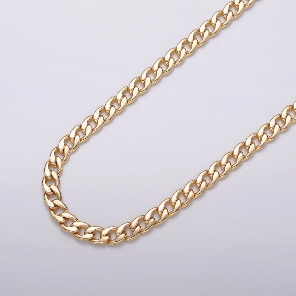24k Gold Filled Flat Concave Curb 5mm Width Unfinished Chain by Yard in Gold & Silver | ROLL-1058, ROLL-1104 Clearance Pricing