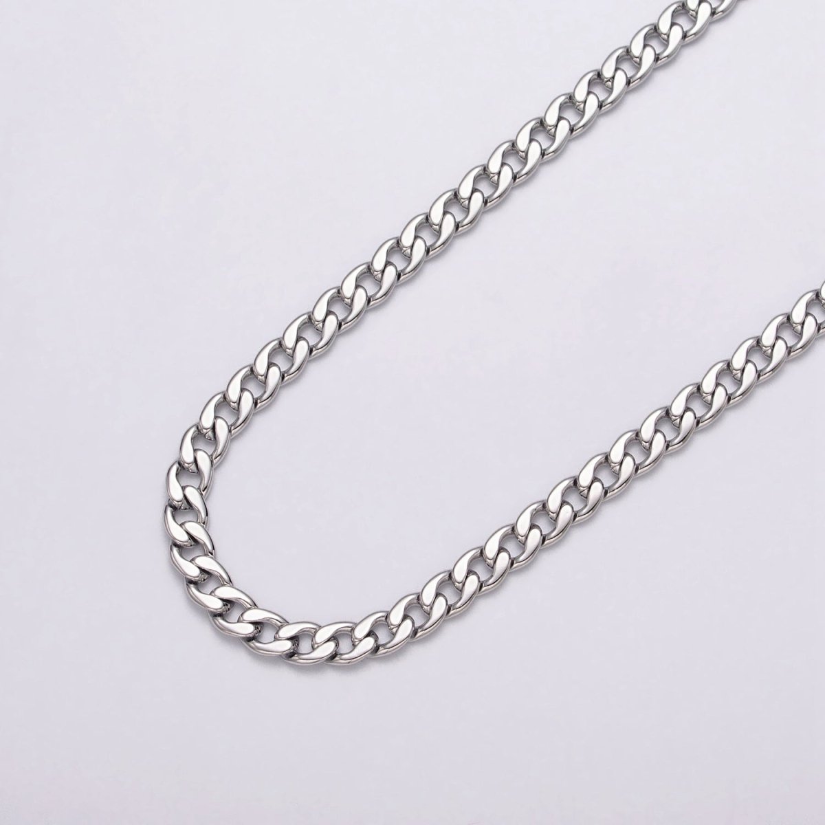 24k Gold Filled Flat Concave Curb 5mm Width Unfinished Chain by Yard in Gold & Silver | ROLL-1058, ROLL-1104 Clearance Pricing