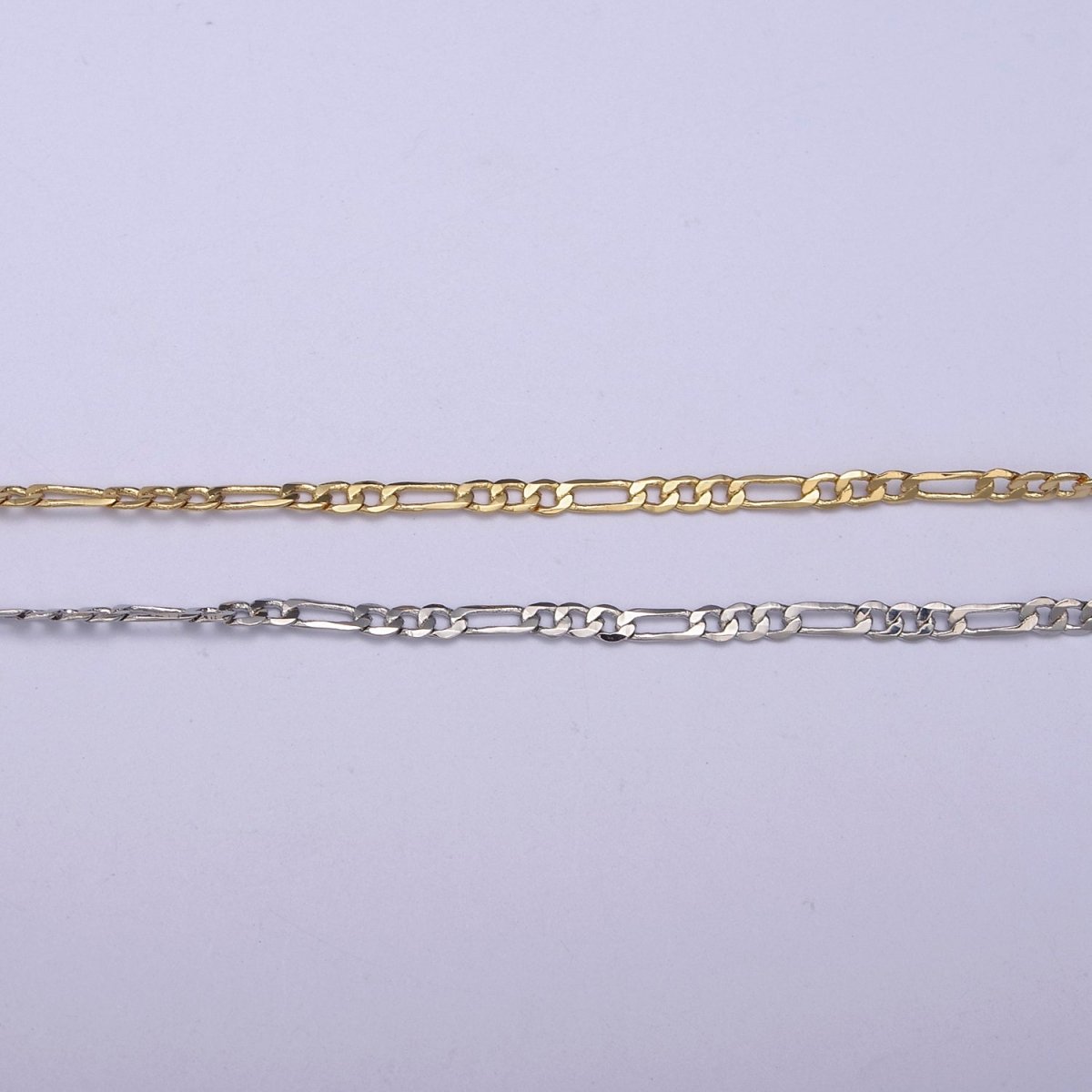 24K Gold Filled Flat Figaro Chain, Dainty 2mm Unfinished Chain in Gold & Silver For Jewelry Making | ROLL-670, ROLL-671 Clearnce Pricing