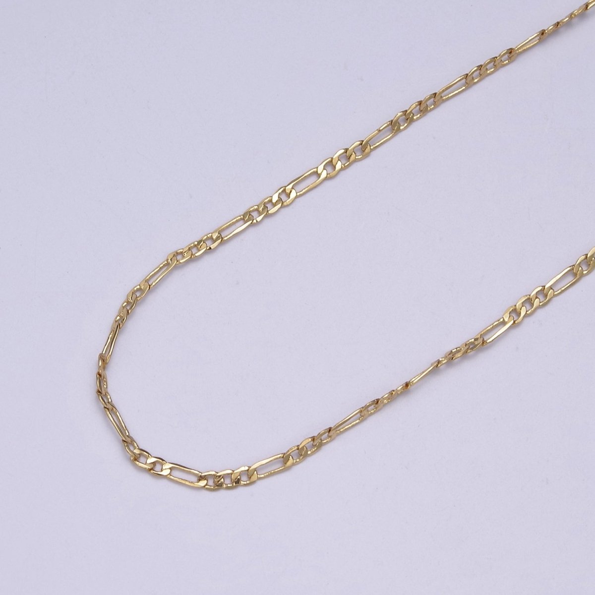 24K Gold Filled Flat Figaro Chain, Dainty 2mm Unfinished Chain in Gold & Silver For Jewelry Making | ROLL-670, ROLL-671 Clearnce Pricing