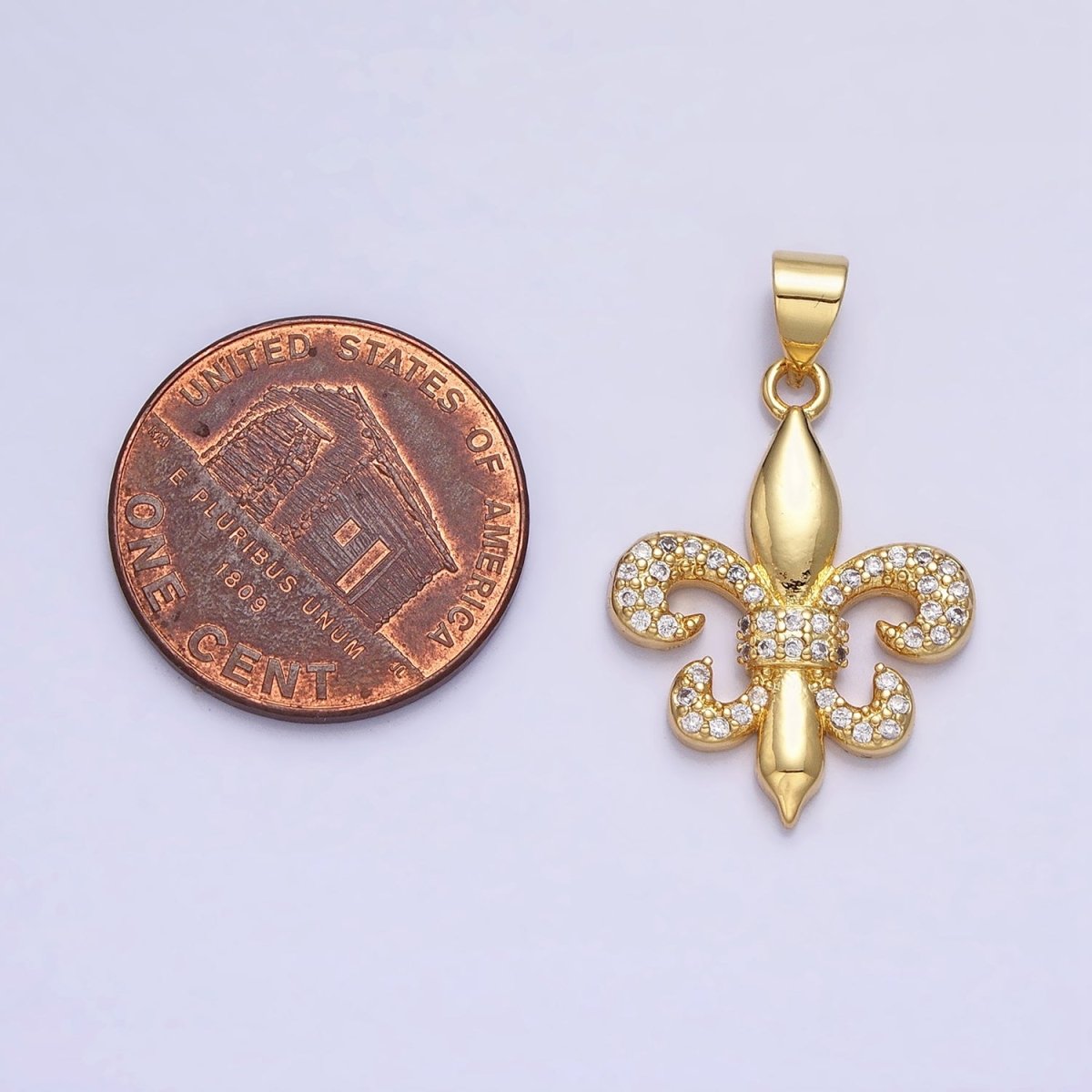 24K Gold Filled Fleur de Lis Pendant Cubic Saint New Orleans Football Team Logo Charm AA236 - DLUXCA