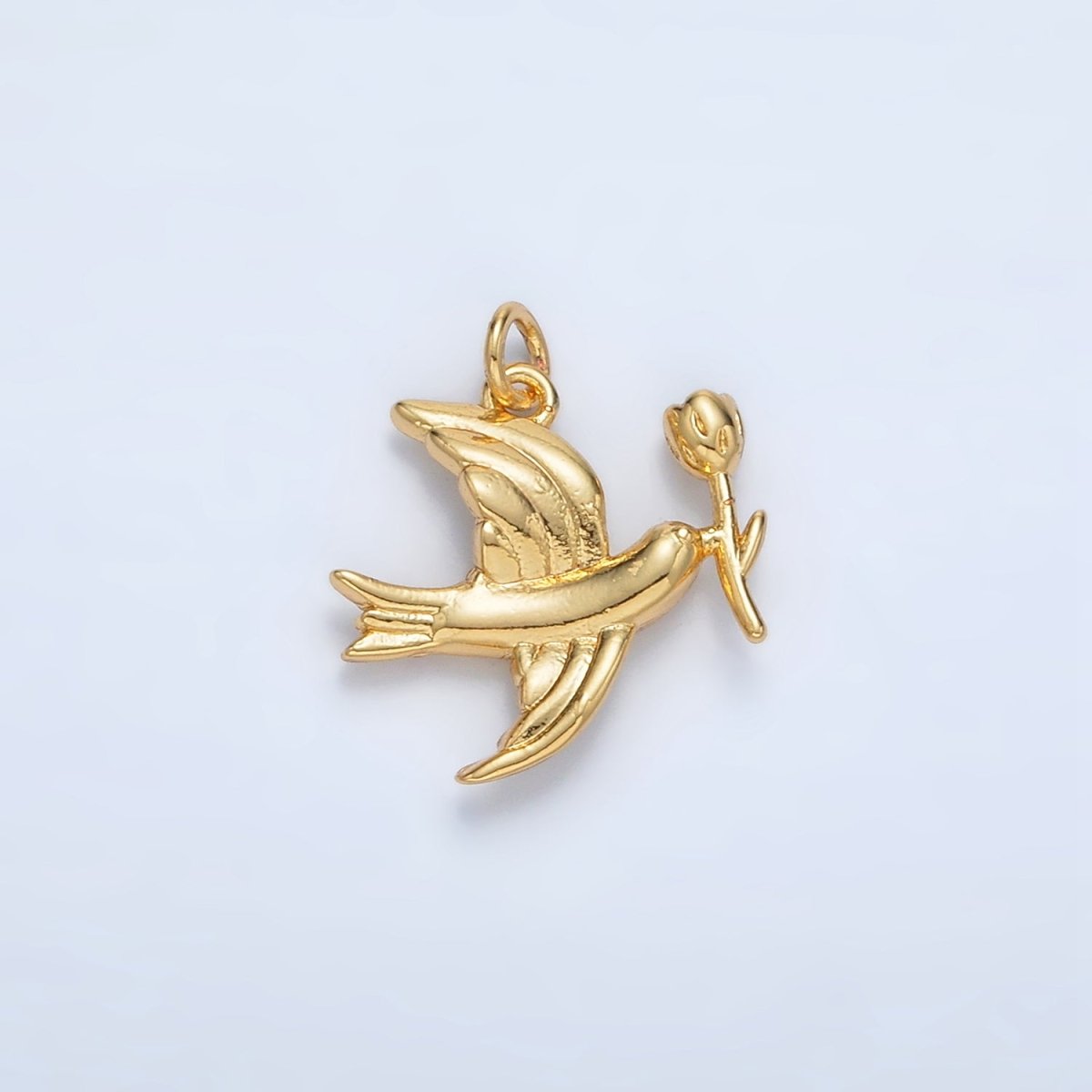 24K Gold Filled Flower Dove Bird Mini Charm | AC139 - DLUXCA