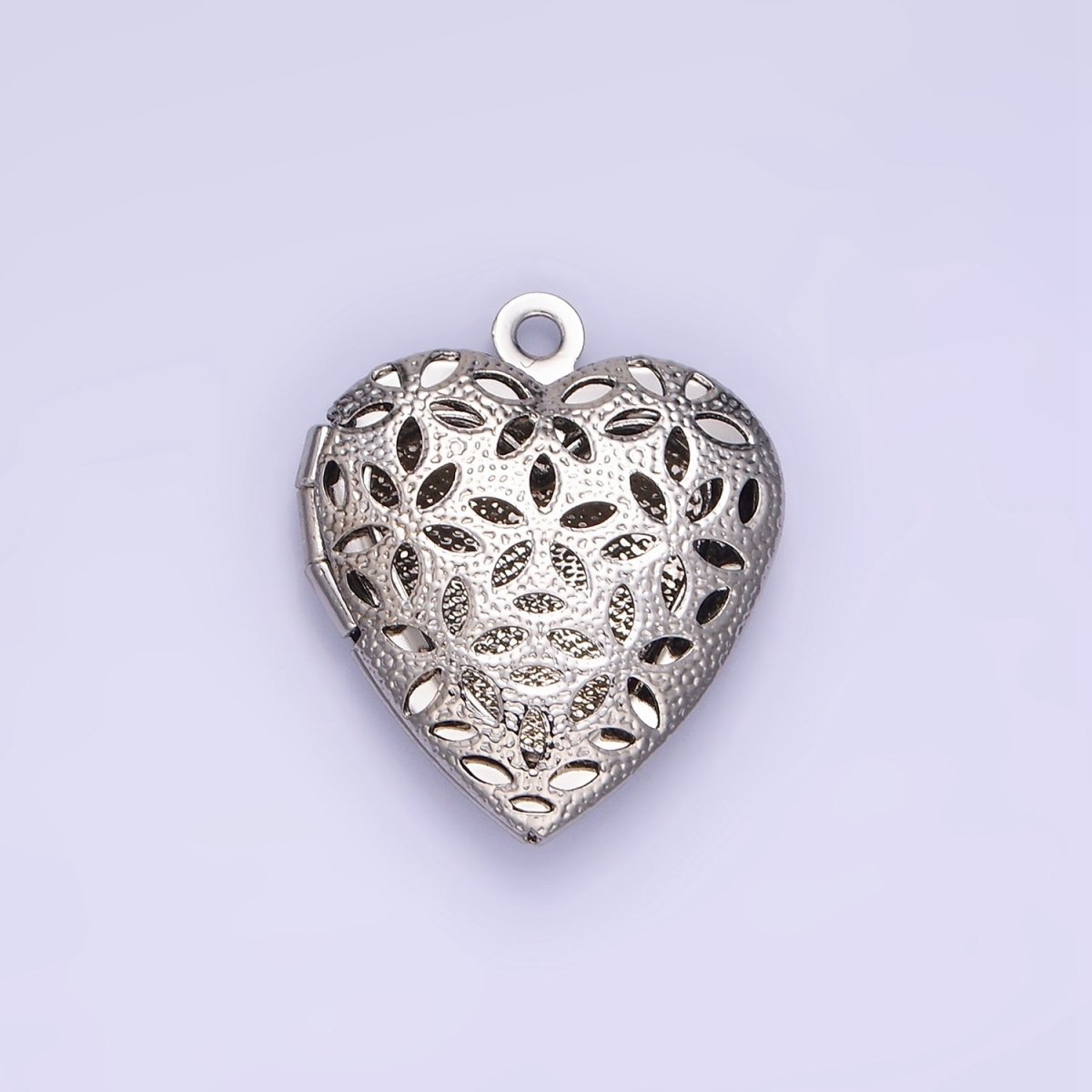 24K Gold Filled Flower Filigree Dotted Heart Locket in Gold & Silver | D399