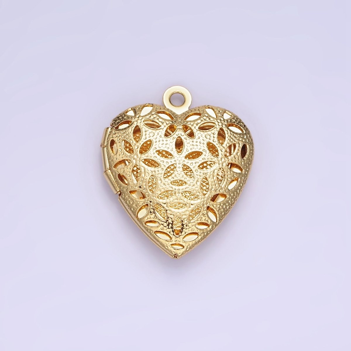 24K Gold Filled Flower Filigree Dotted Heart Locket in Gold & Silver | D399