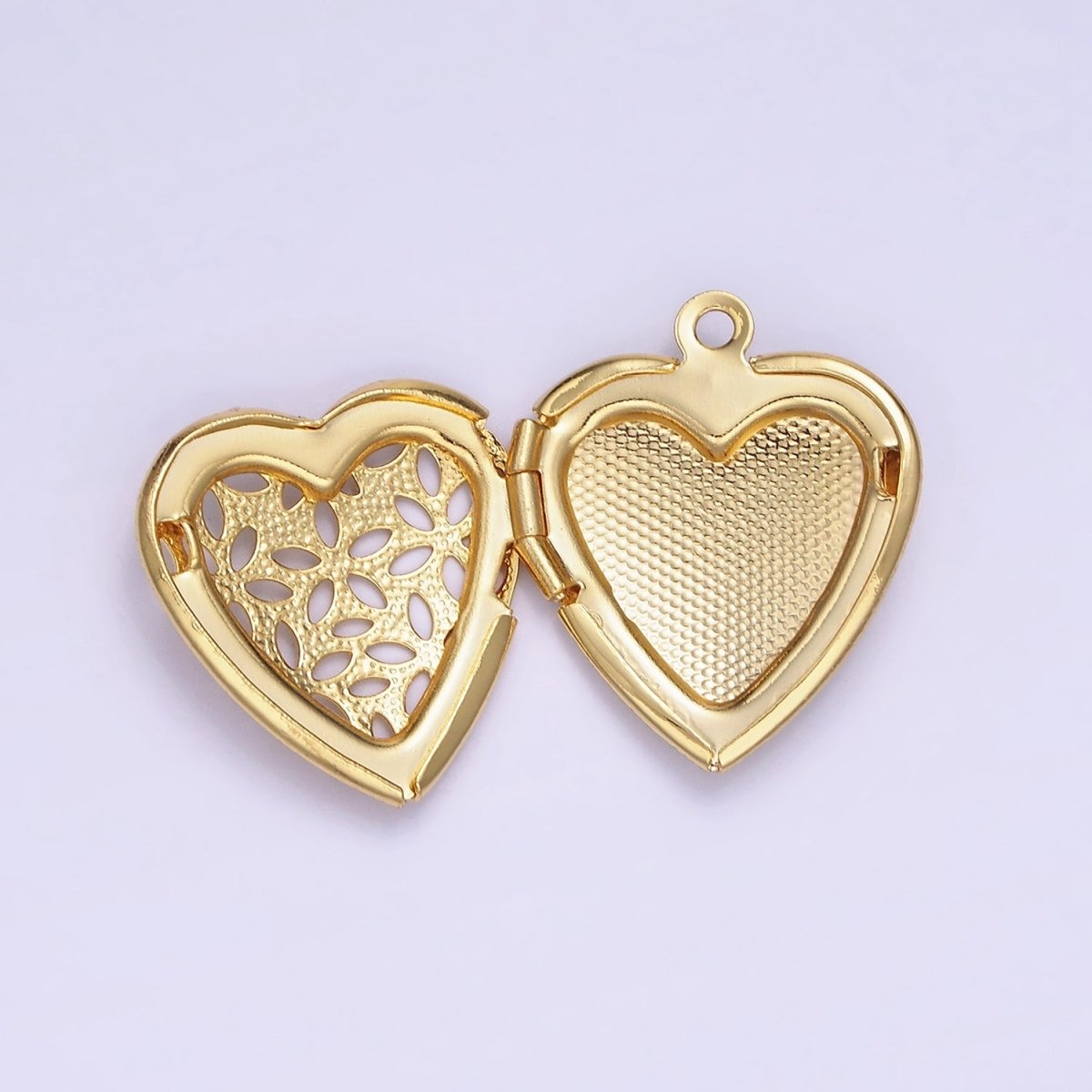 24K Gold Filled Flower Filigree Dotted Heart Locket in Gold & Silver | D399