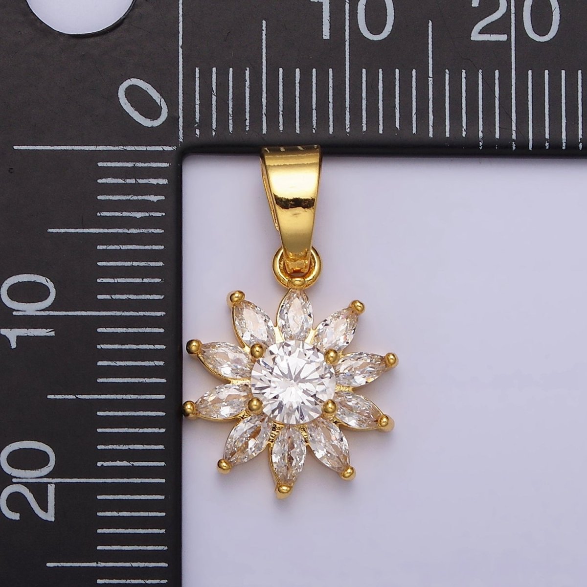 24K Gold Filled Flower Marquise CZ Petal Pendant in Gold & Silver | AA455 AA456