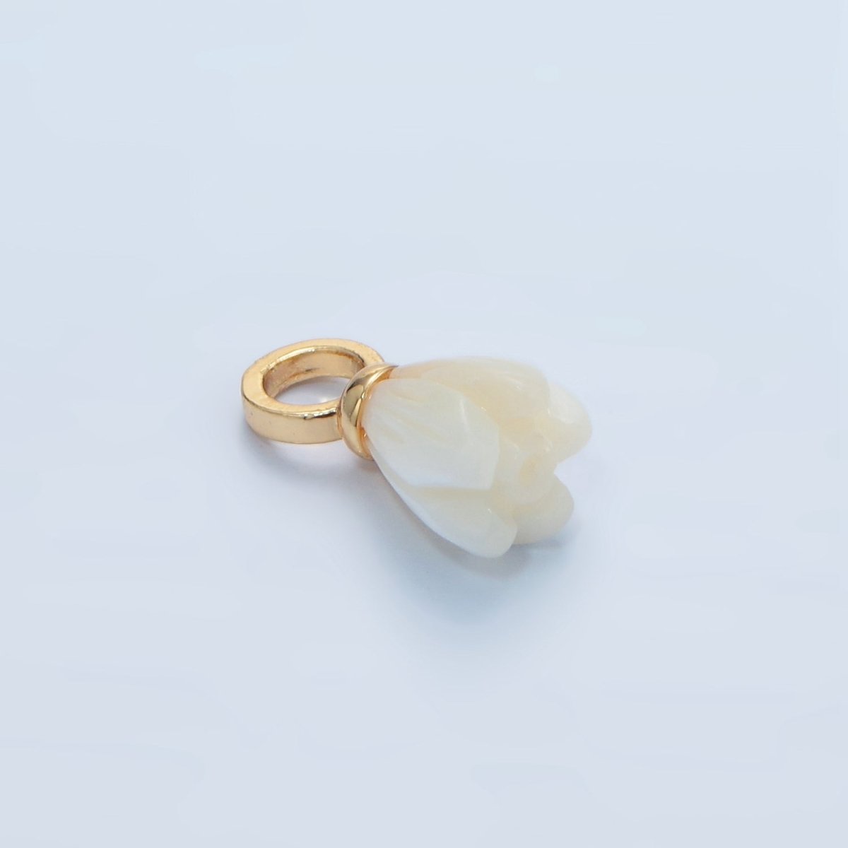 24K Gold Filled Flower Shell Pearl Charm | P1878 - DLUXCA