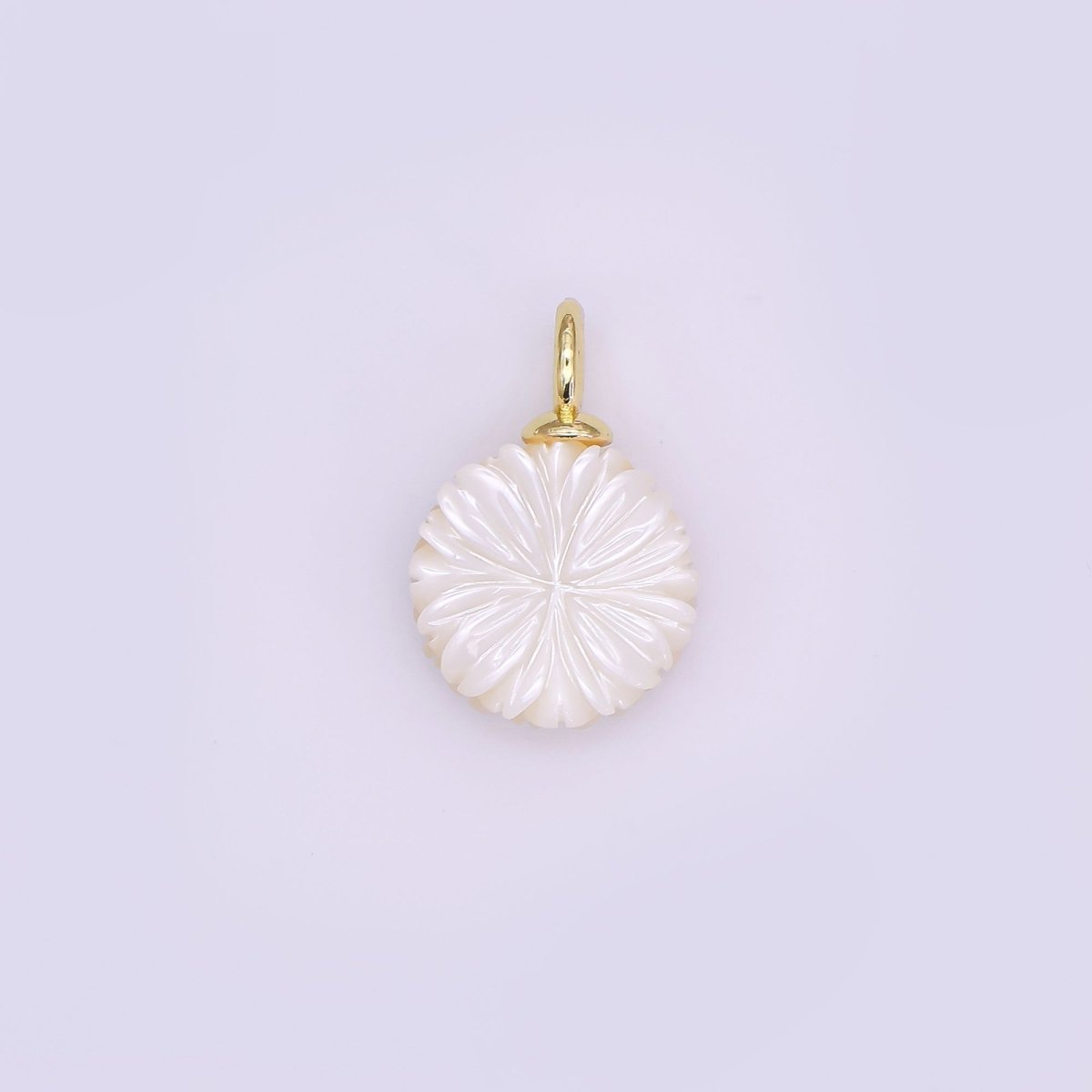 24K Gold Filled Flower Shell Pearl Drop Pendant | P1637 - DLUXCA