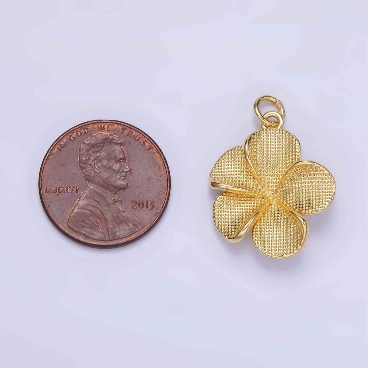 24K Gold Filled Flower Textured Charm in Gold & Silver | C560
