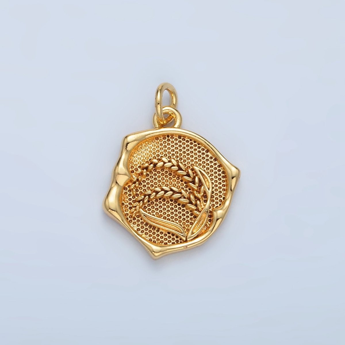 24k Gold Filled Flower Textured Round Charm | AG - 565 - DLUXCA
