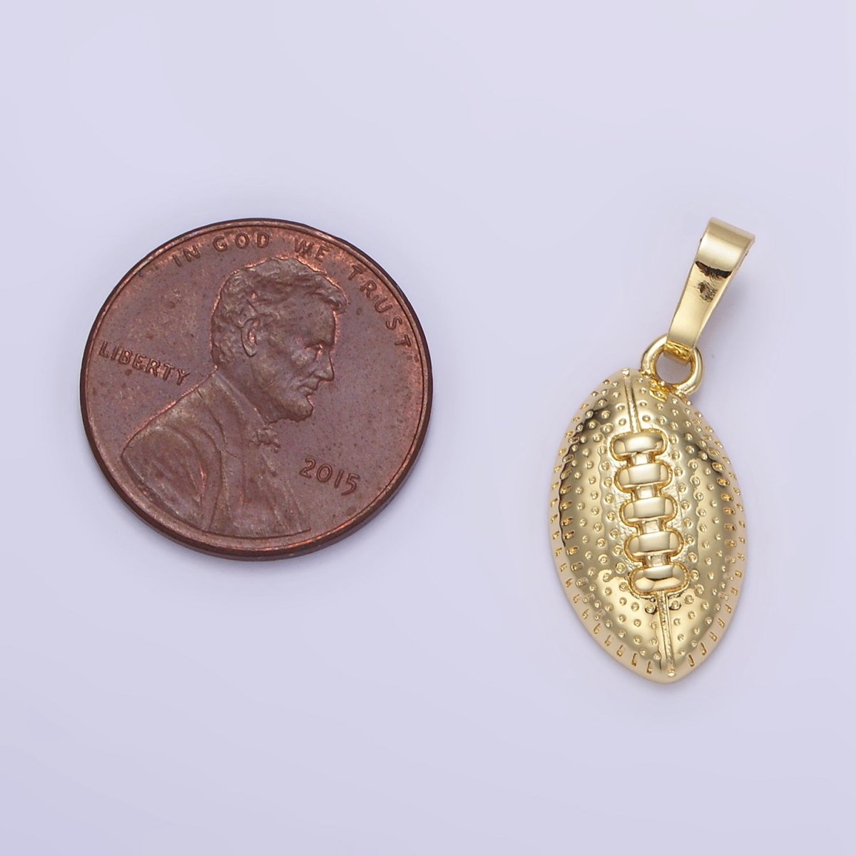 24K Gold Filled Football Sports Equipment Dotted Minimalist Pendant in Gold & Silver | AA1333