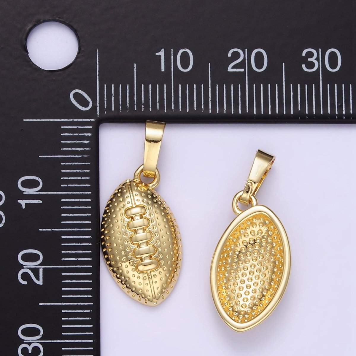 24K Gold Filled Football Sports Equipment Dotted Minimalist Pendant in Gold & Silver | AA1333