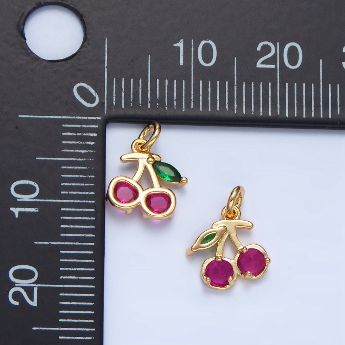 24K Gold Filled Fuchsia Chery Fruit Mini Charm | X790 - DLUXCA
