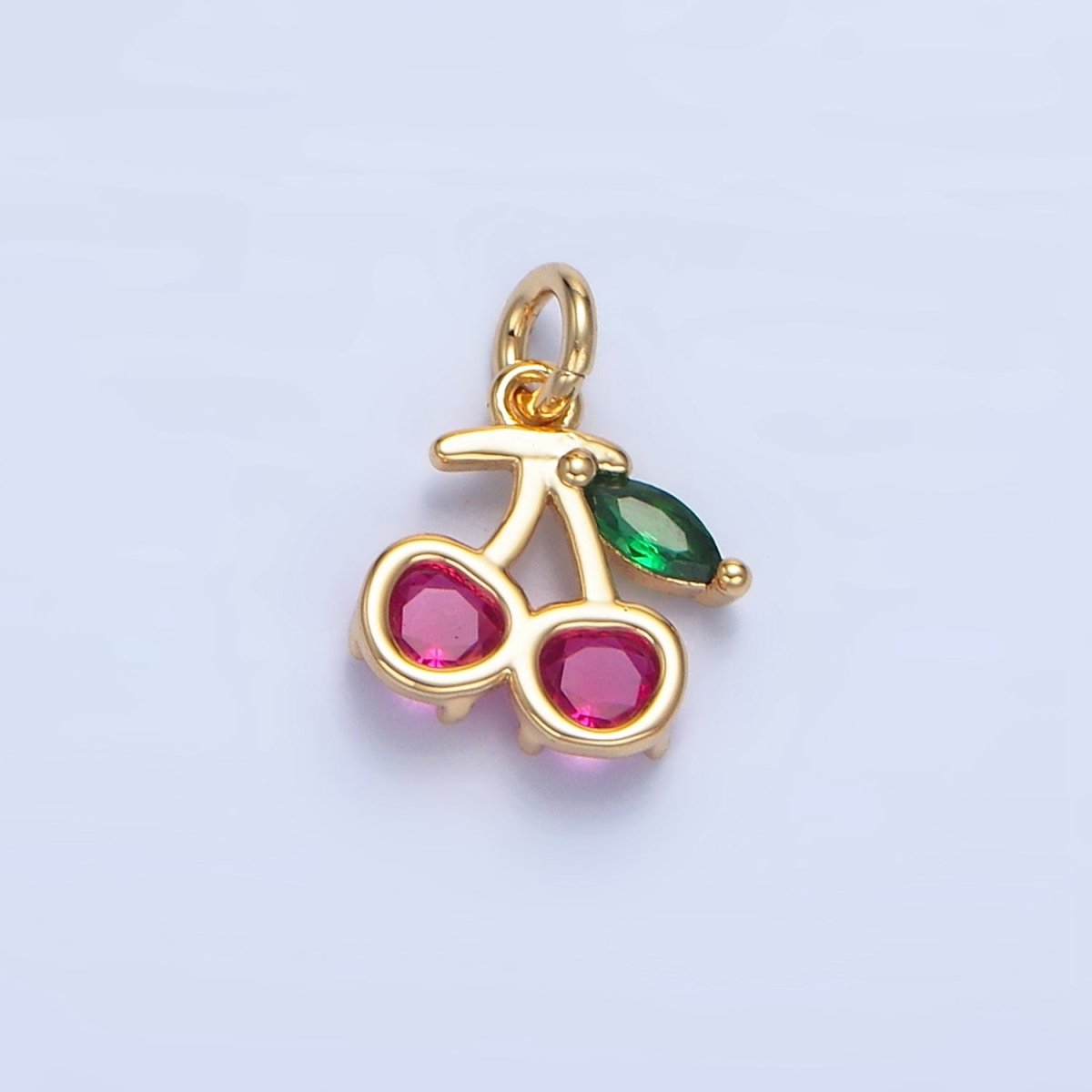 24K Gold Filled Fuchsia Chery Fruit Mini Charm | X790 - DLUXCA