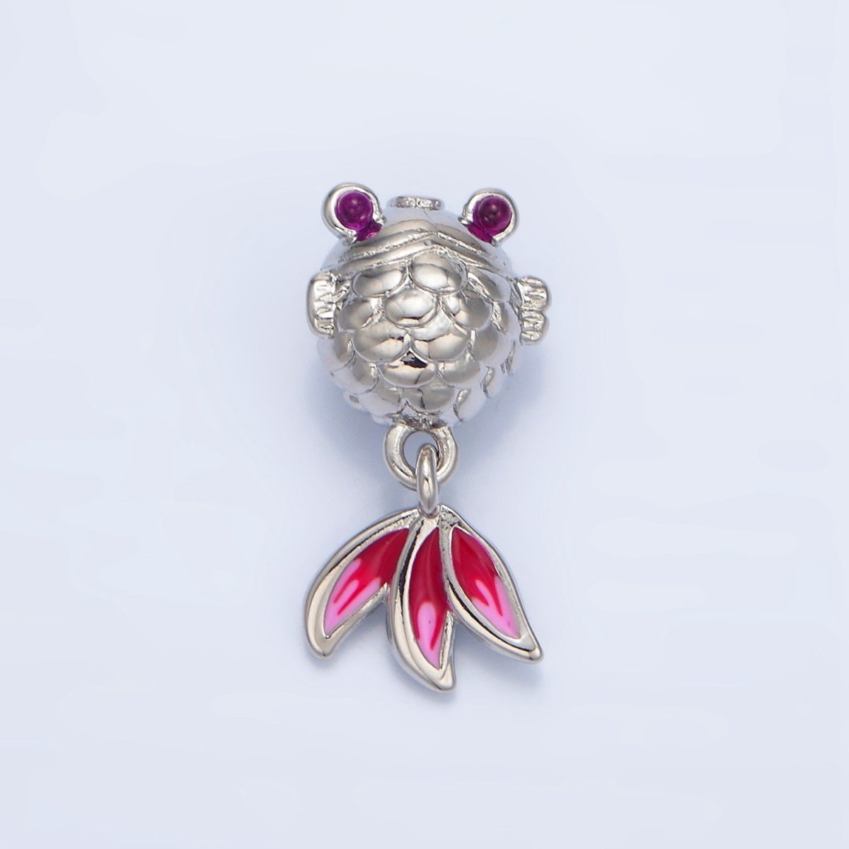 24K Gold Filled Fuchsia CZ Enamel Gold Fish Sea Animal Bead in Gold & Silver | B514
