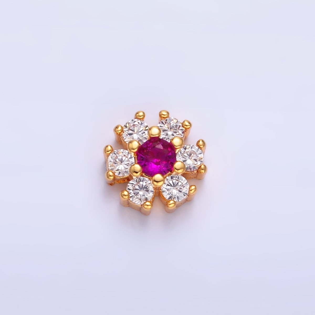 24K Gold Filled Fuchsia, Green, Black CZ Flower Bead | B310 B316