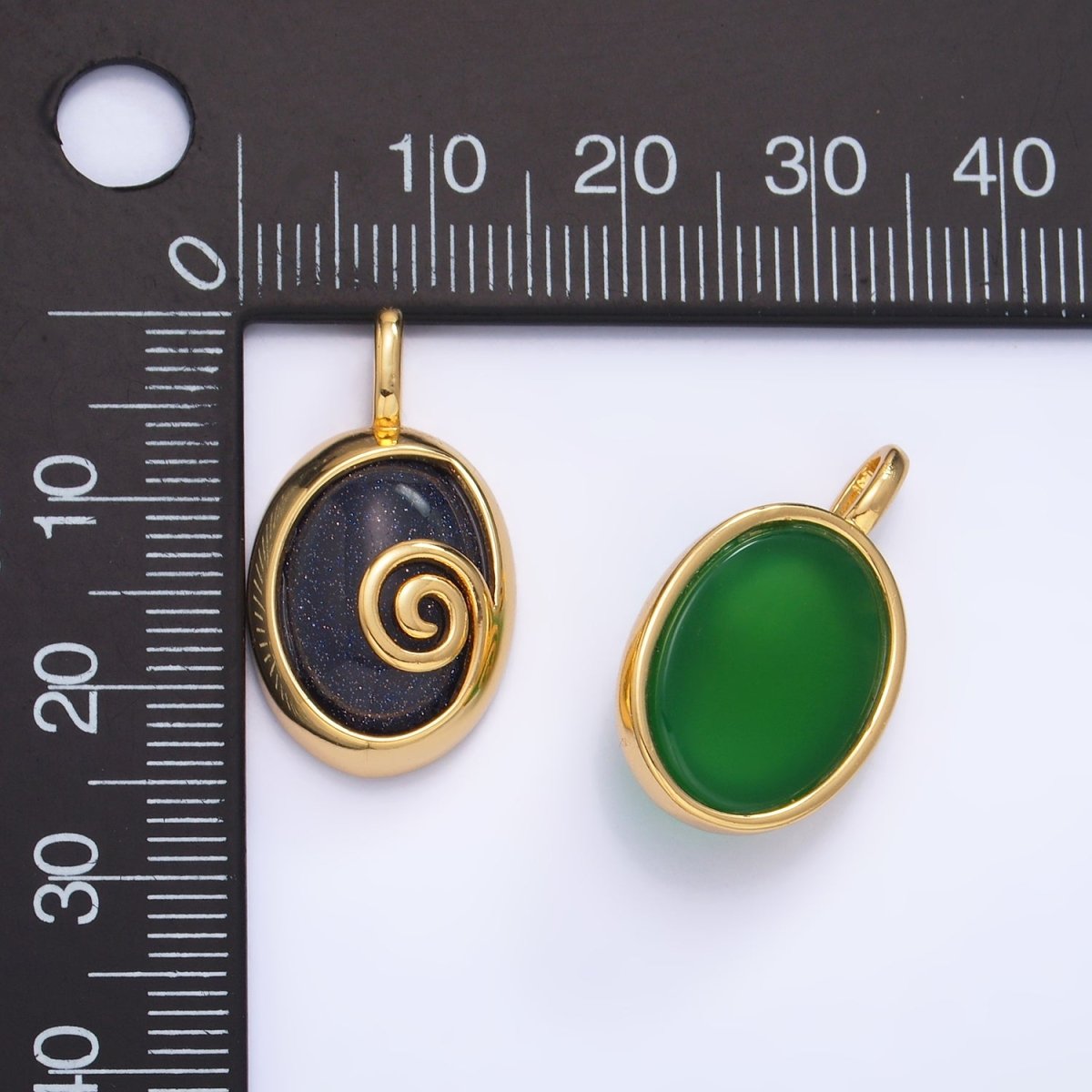 24K Gold Filled Gemstone Cabochon Curl Bezel Pendant | AA1047 - AA1051