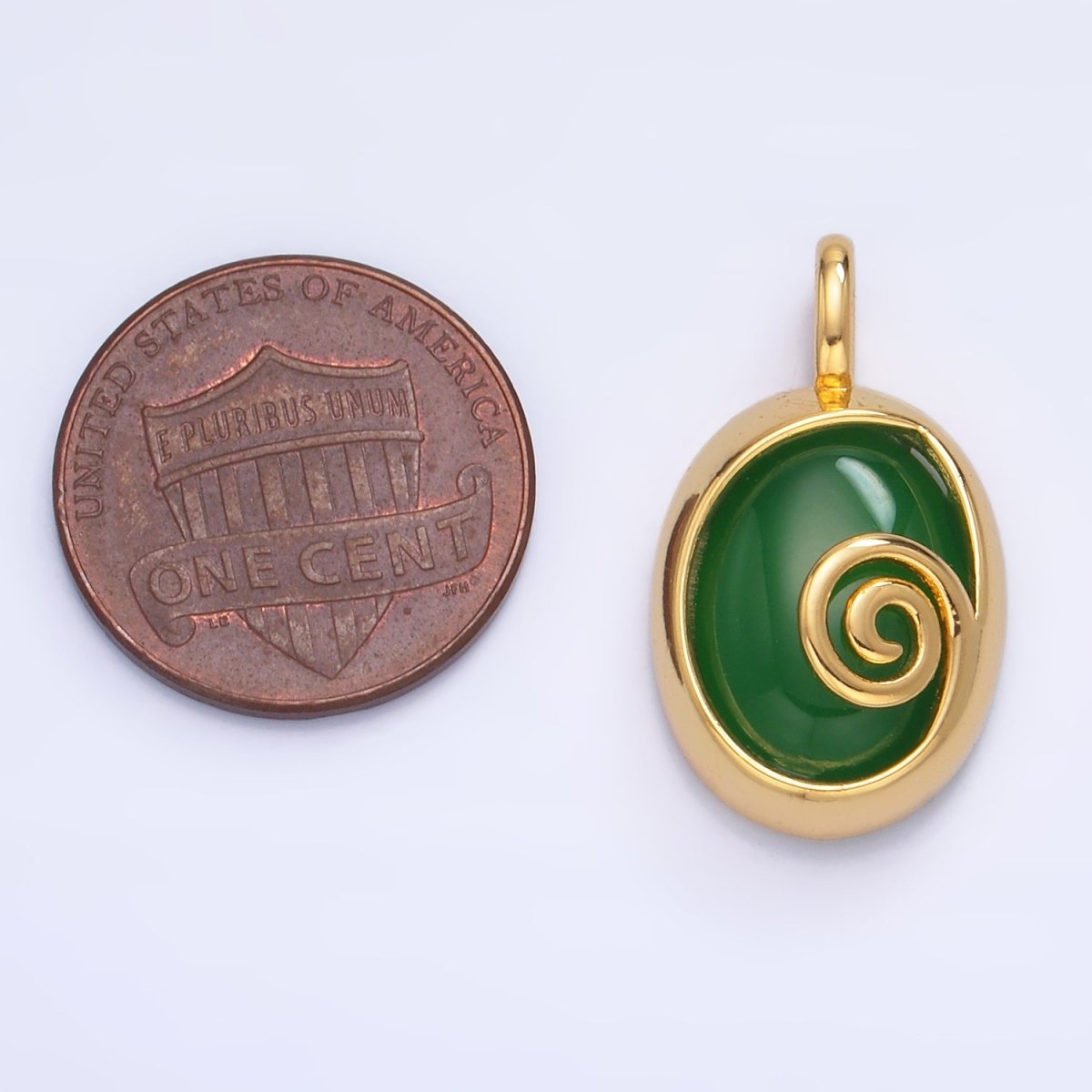 24K Gold Filled Gemstone Cabochon Curl Bezel Pendant | AA1047 - AA1051