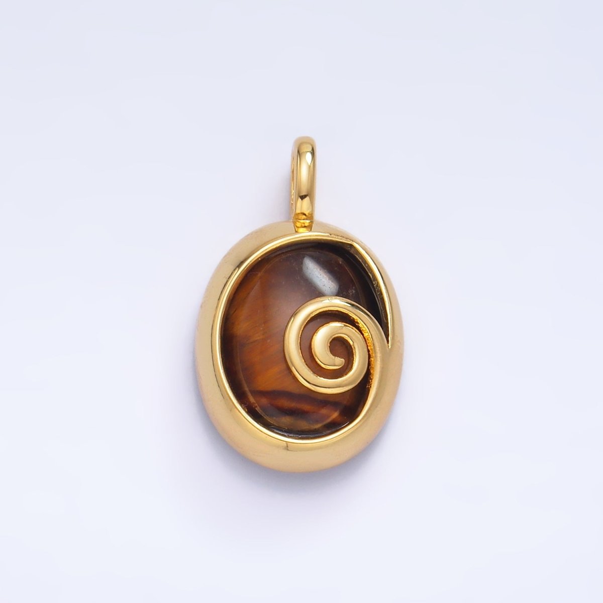24K Gold Filled Gemstone Cabochon Curl Bezel Pendant | AA1047 - AA1051