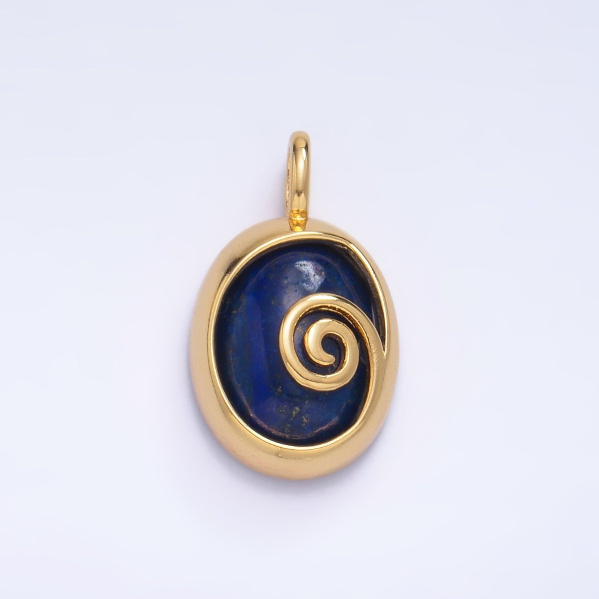 24K Gold Filled Gemstone Cabochon Curl Bezel Pendant | AA1047 - AA1051