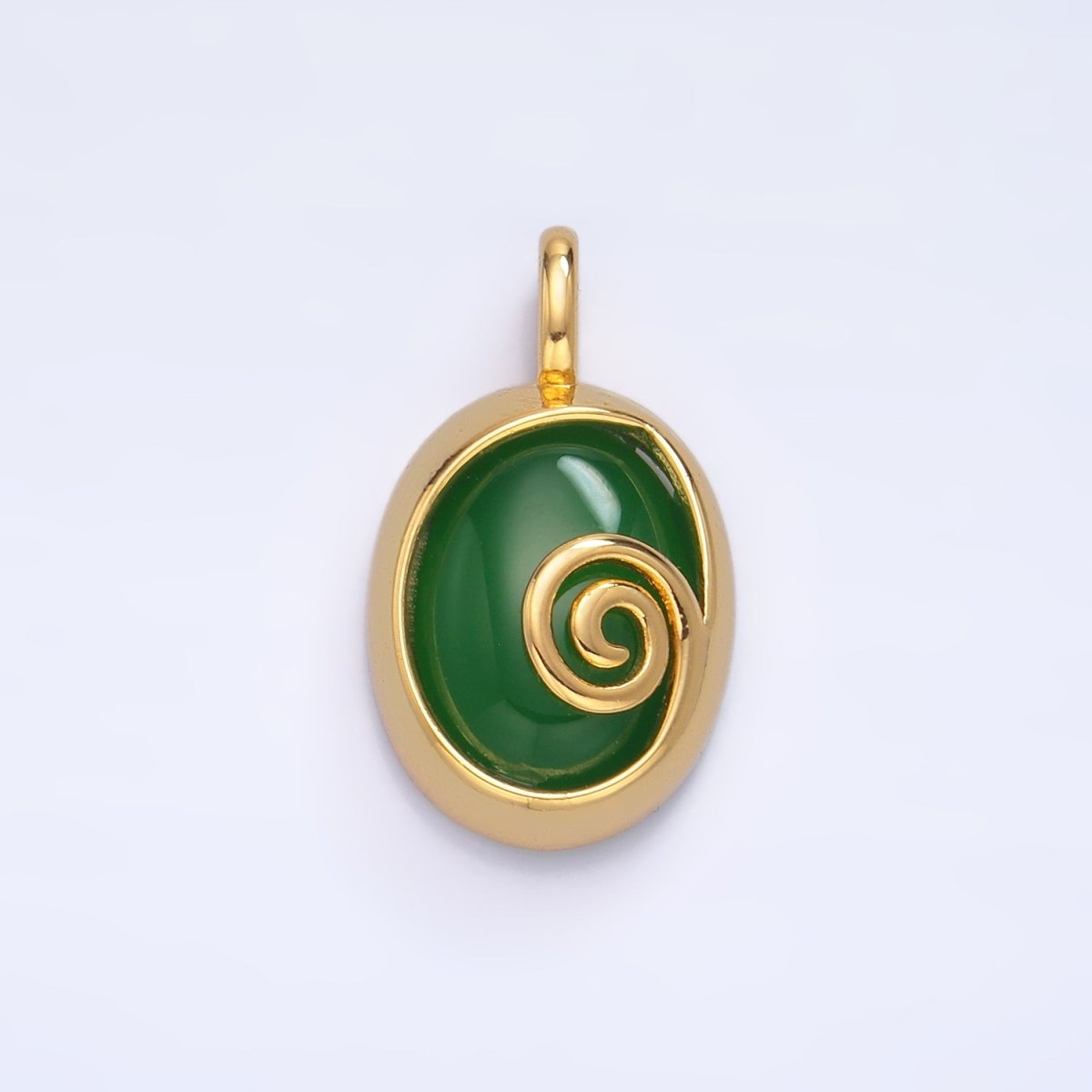24K Gold Filled Gemstone Cabochon Curl Bezel Pendant | AA1047 - AA1051