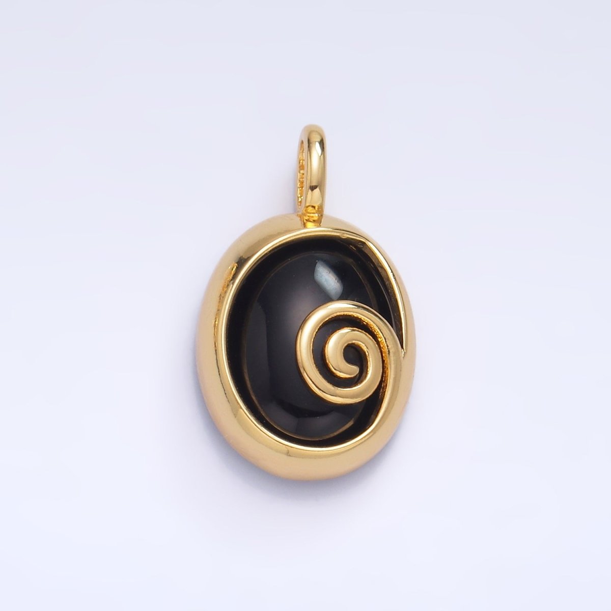 24K Gold Filled Gemstone Cabochon Curl Bezel Pendant | AA1047 - AA1051