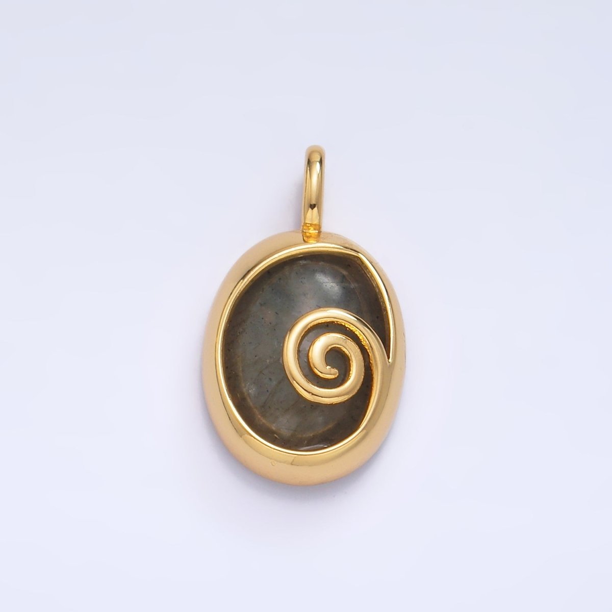 24K Gold Filled Gemstone Cabochon Curl Bezel Pendant | AA1047 - AA1051