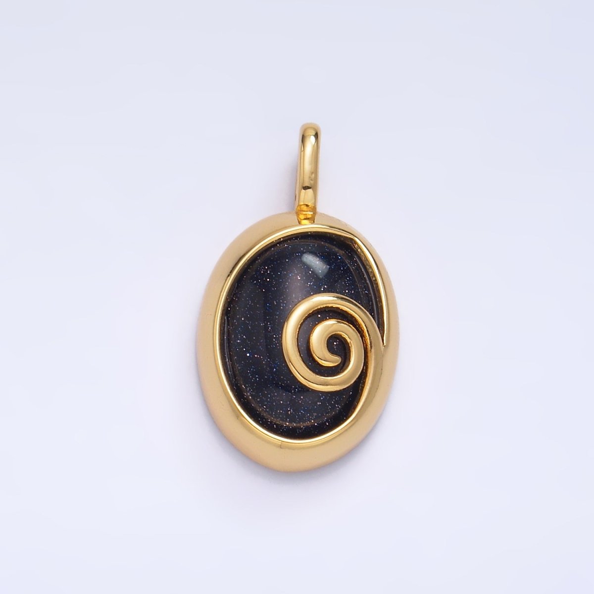 24K Gold Filled Gemstone Cabochon Curl Bezel Pendant | AA1047 - AA1051