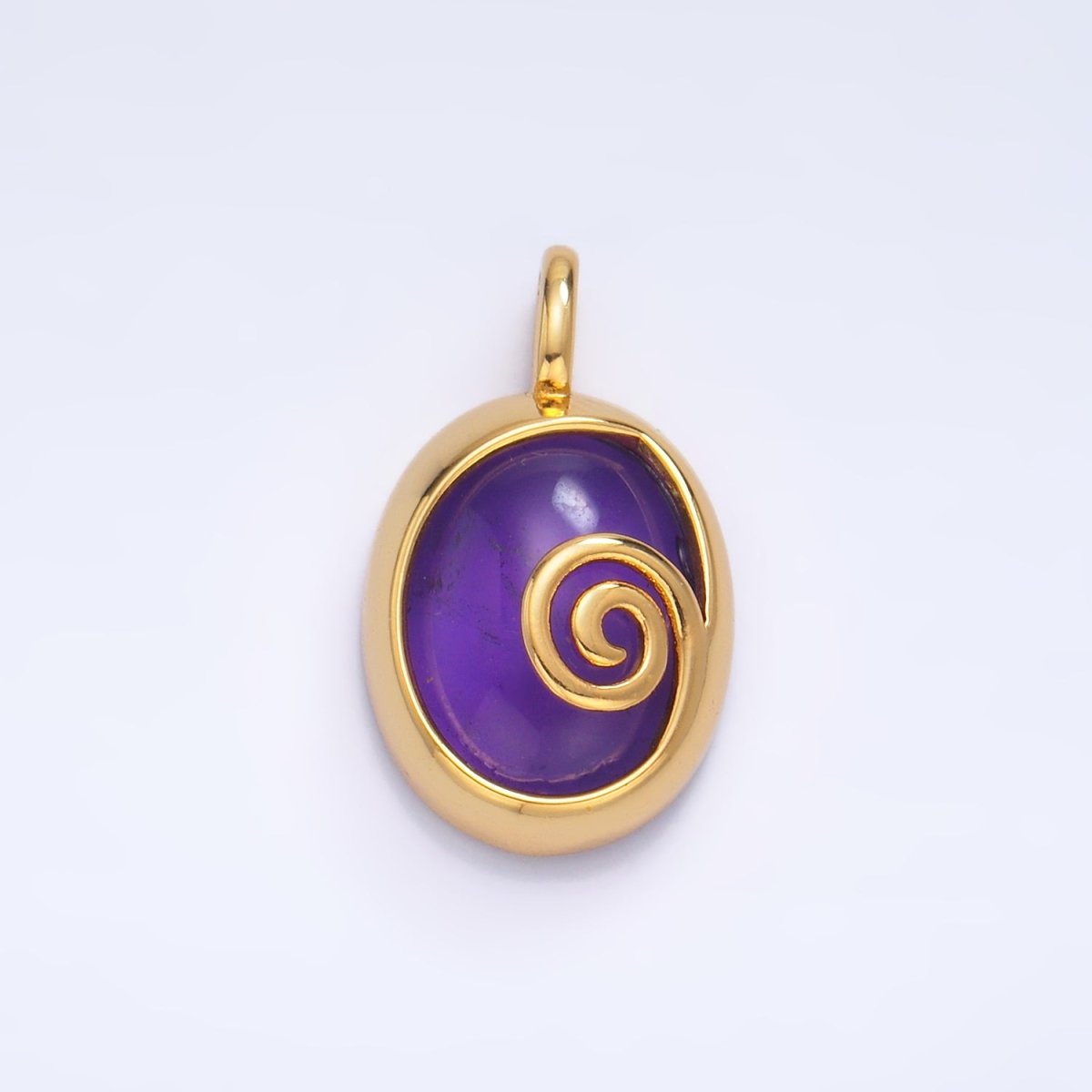 24K Gold Filled Gemstone Cabochon Curl Bezel Pendant | AA1047 - AA1051