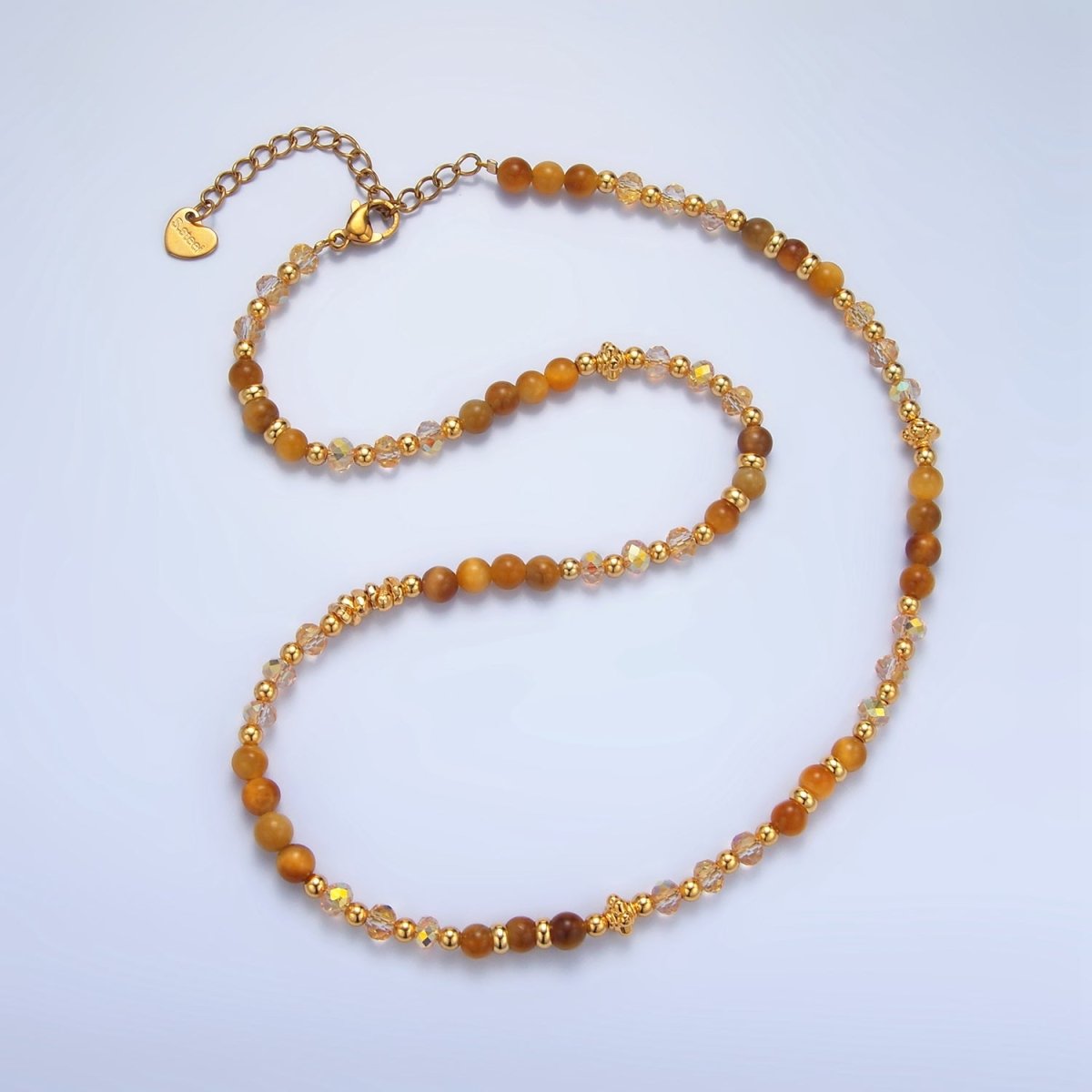 24K Gold Filled Gemstone Multifaceted Bead 16 Inch Necklace | WA-2651 ~ WA-2654