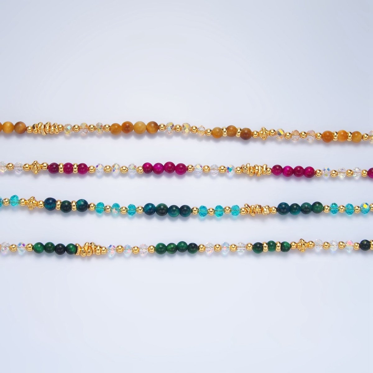 24K Gold Filled Gemstone Multifaceted Bead 16 Inch Necklace | WA-2651 ~ WA-2654