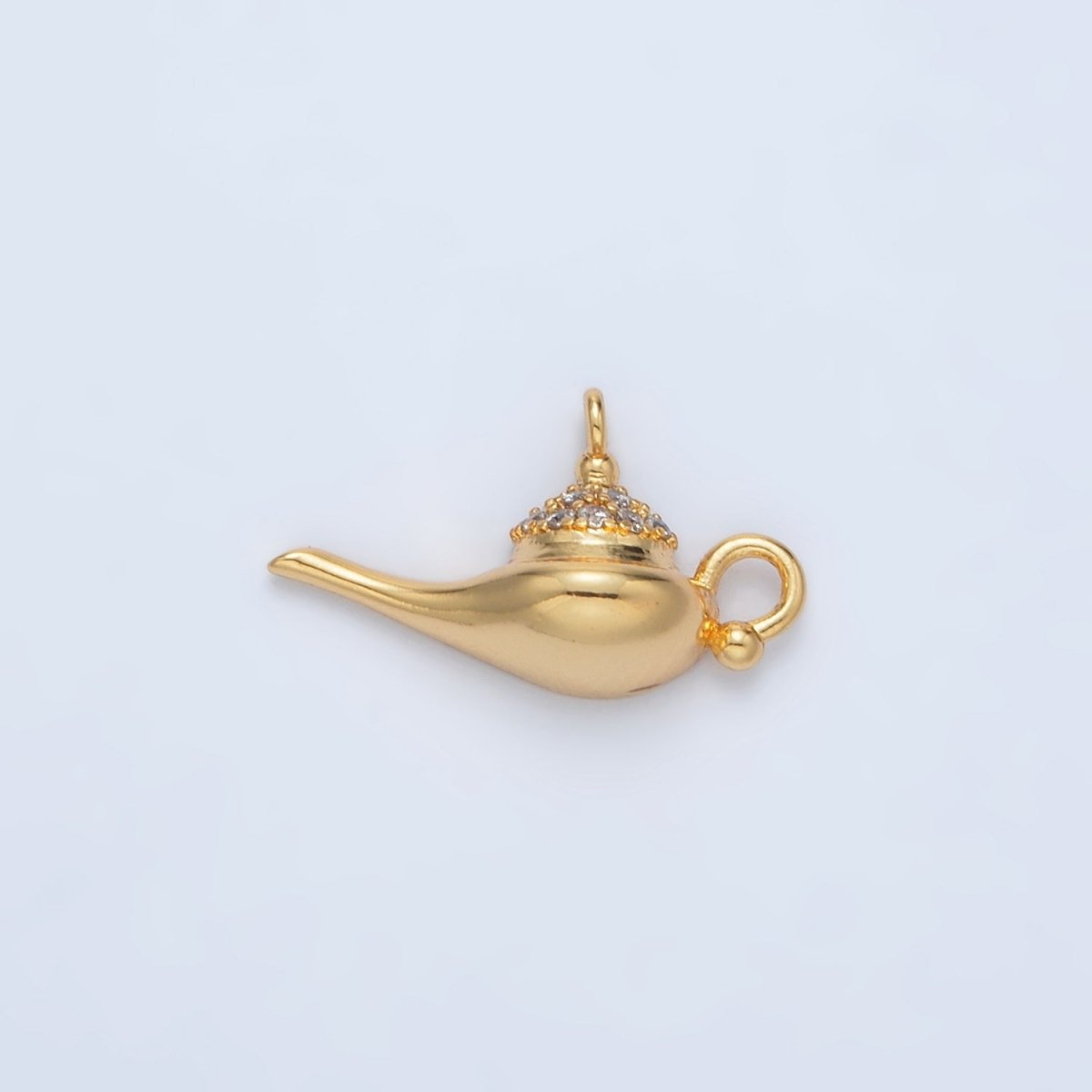 24K Gold Filled Genie Cup Lamp Micro Paved CZ Mini Charm | AC137 - DLUXCA