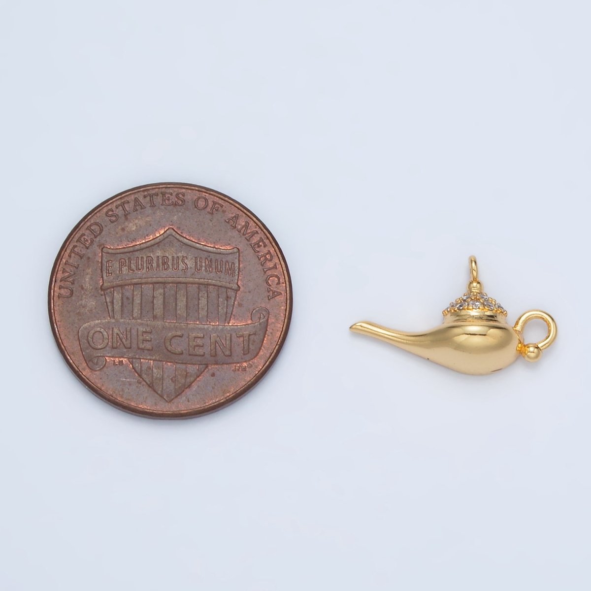 24K Gold Filled Genie Cup Lamp Micro Paved CZ Mini Charm | AC137 - DLUXCA