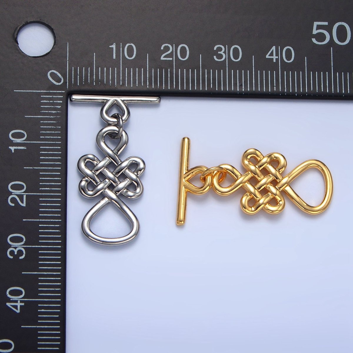 24K Gold Filled Geometric Artisan Toggle Clasps Closure in Gold & Silver | Z494