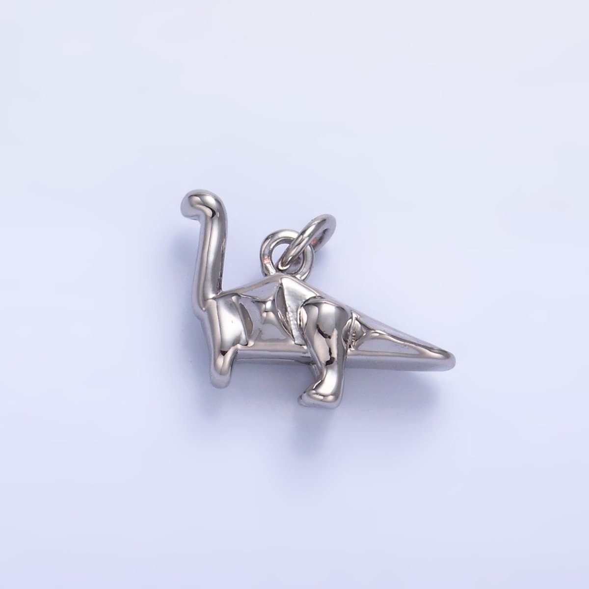 24K Gold Filled Geometric Brachiosaurus Dinosaur 3D Multidimensional Charm in Gold & Silver | W351