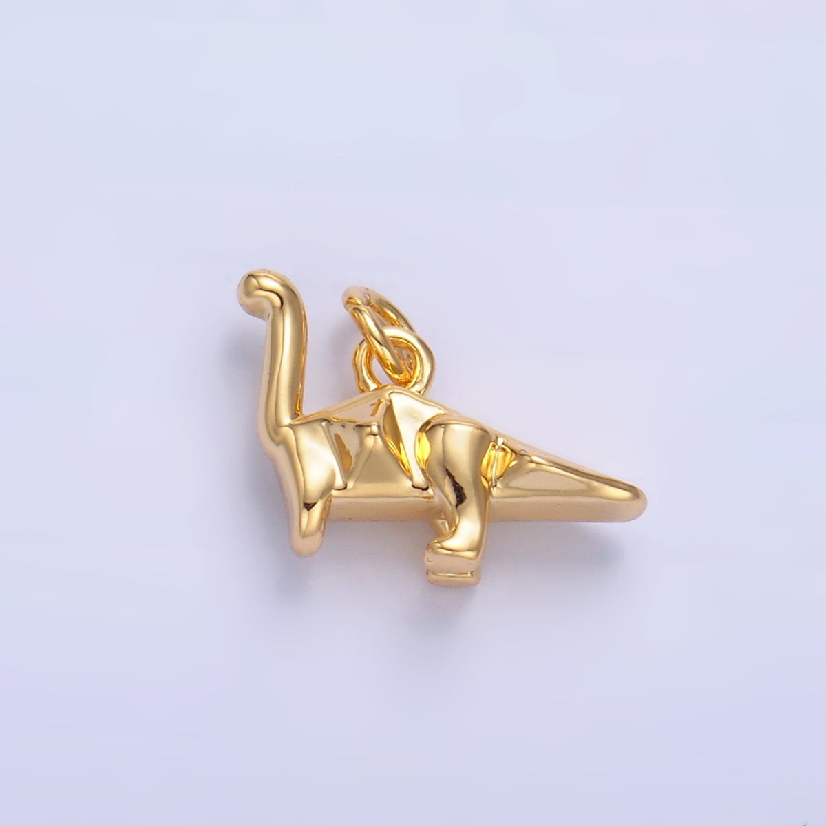 24K Gold Filled Geometric Brachiosaurus Dinosaur 3D Multidimensional Charm in Gold & Silver | W351