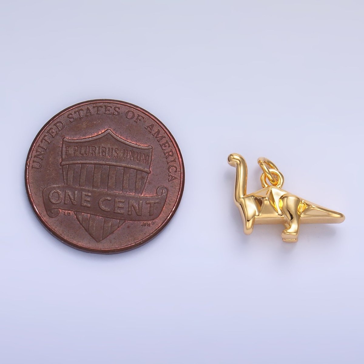 24K Gold Filled Geometric Brachiosaurus Dinosaur 3D Multidimensional Charm in Gold & Silver | W351