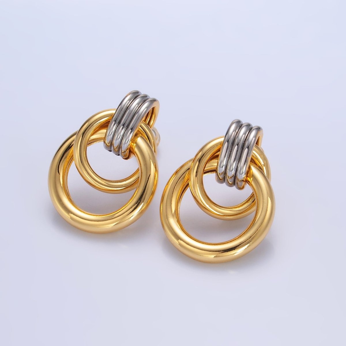 24K Gold Filled Geometric Circular Stud Earrings in Gold, Silver & Mixed Metal | P361 P362 V249
