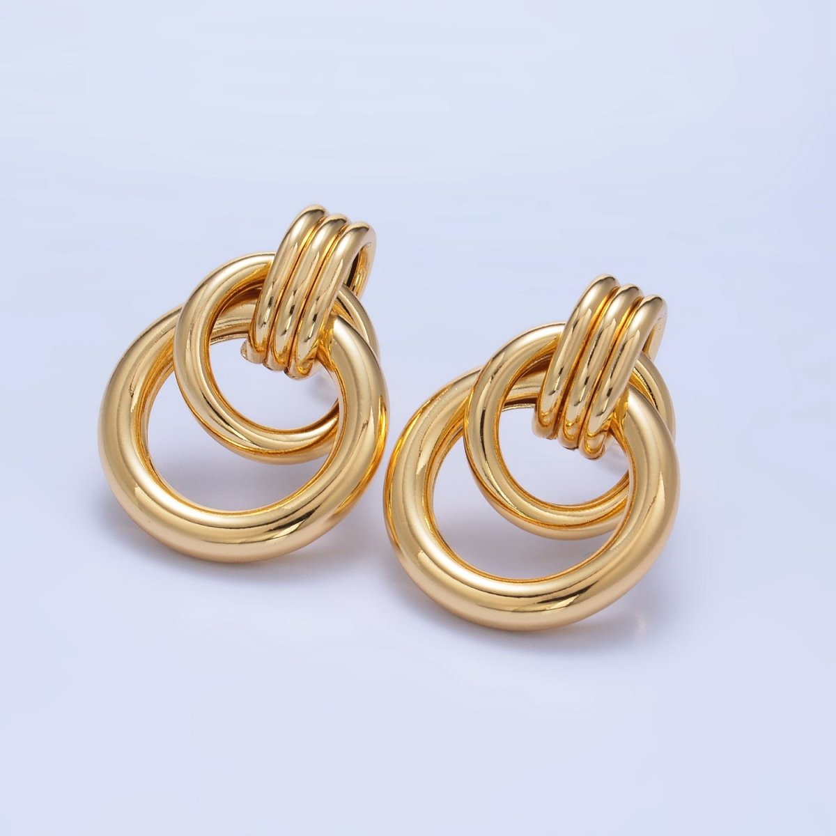 24K Gold Filled Geometric Circular Stud Earrings in Gold, Silver & Mixed Metal | P361 P362 V249